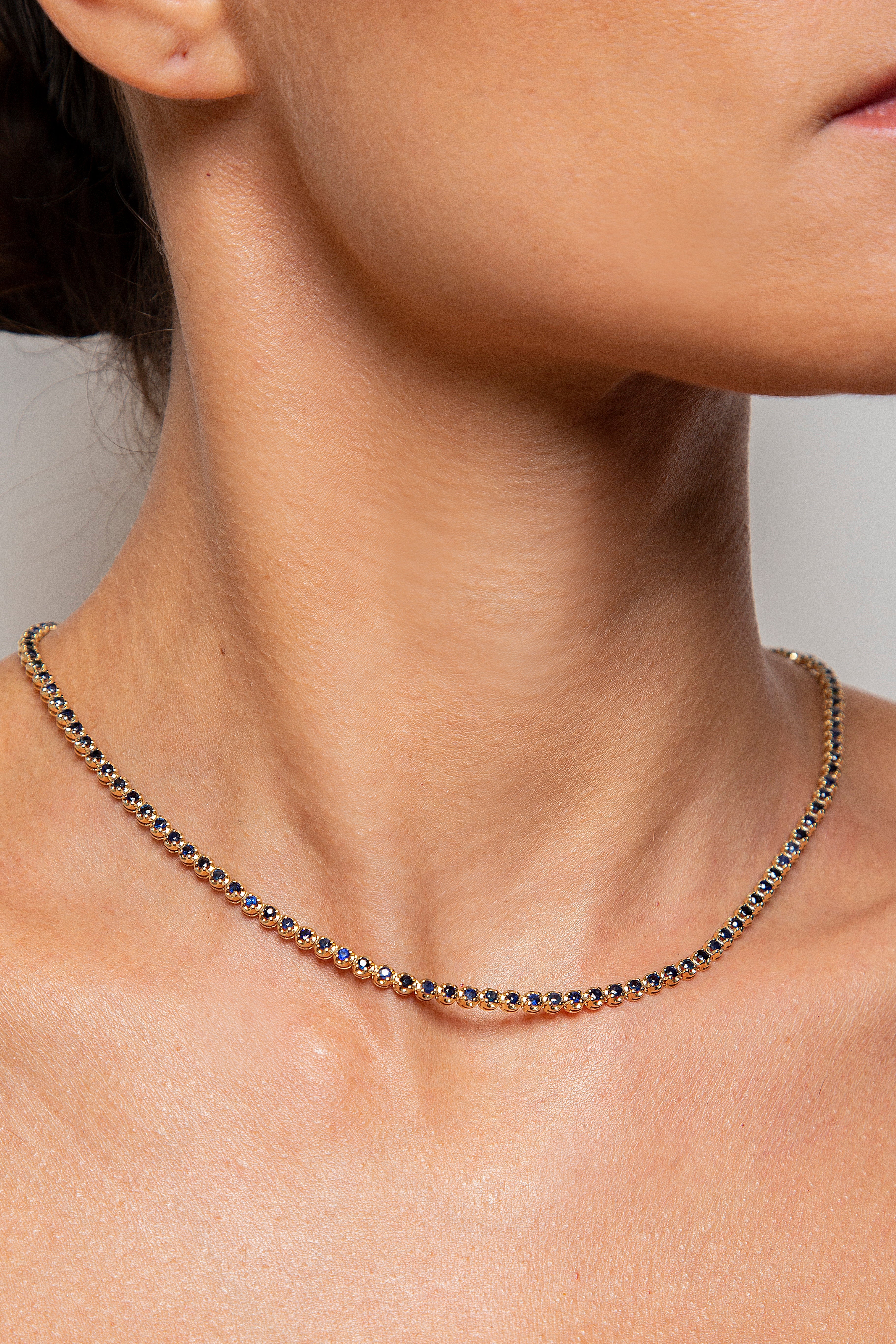 Collar Tennis Zafiro Oro Amarillo 14K 6.5 ct.