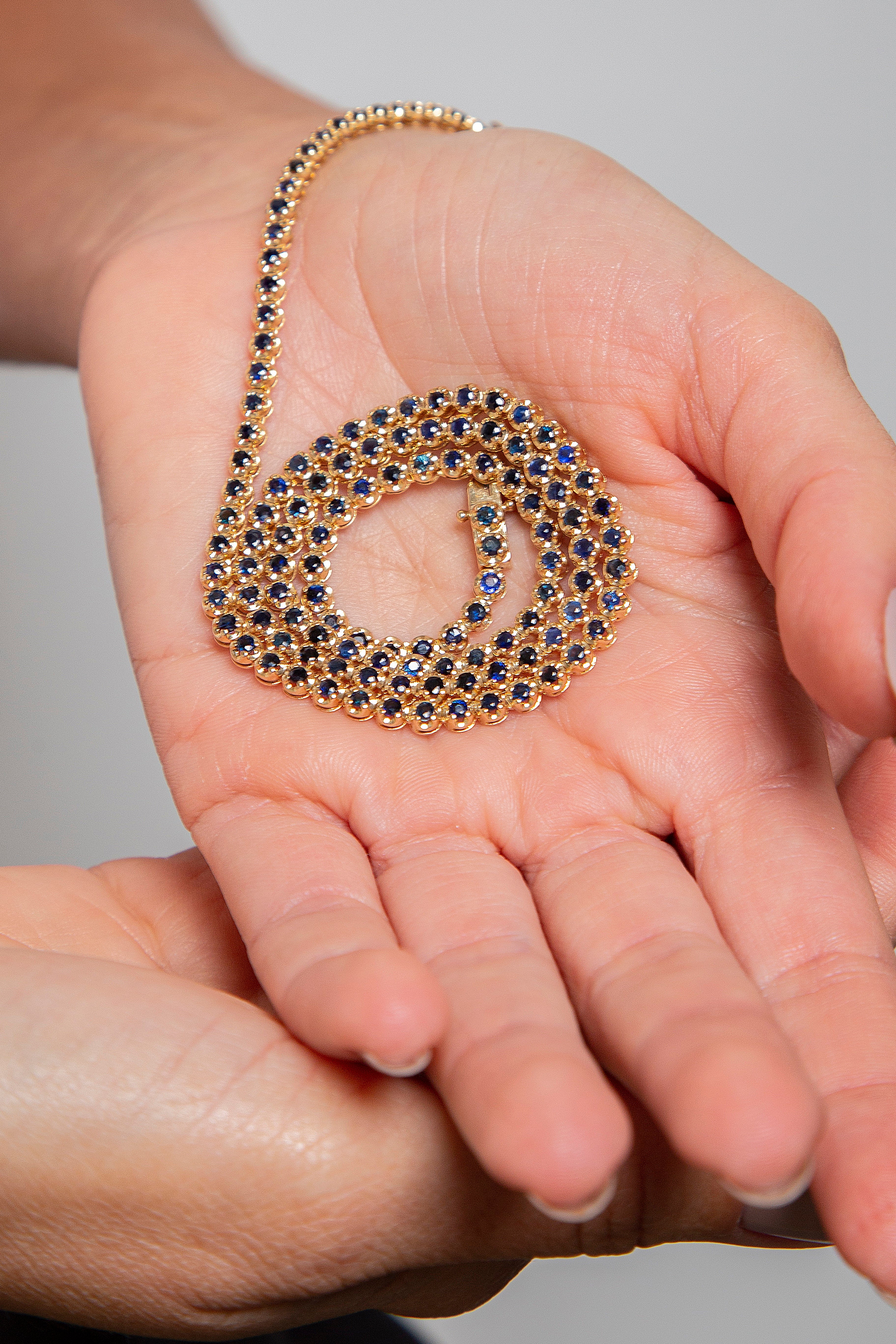 Collar Tennis Zafiro Oro Amarillo 14K 6.5 ct.