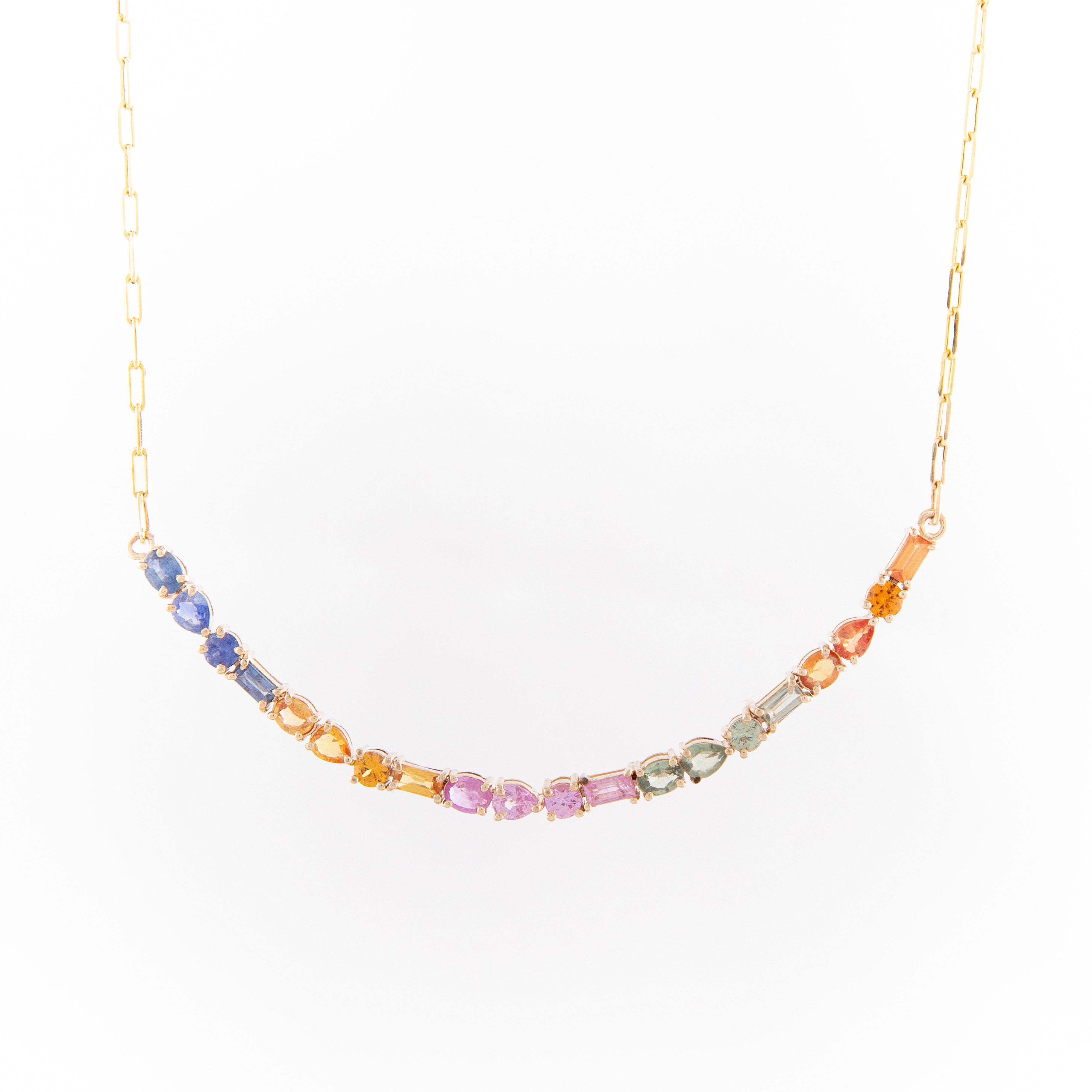 Collar Multi Zafiro en Oro Amarillo 14K