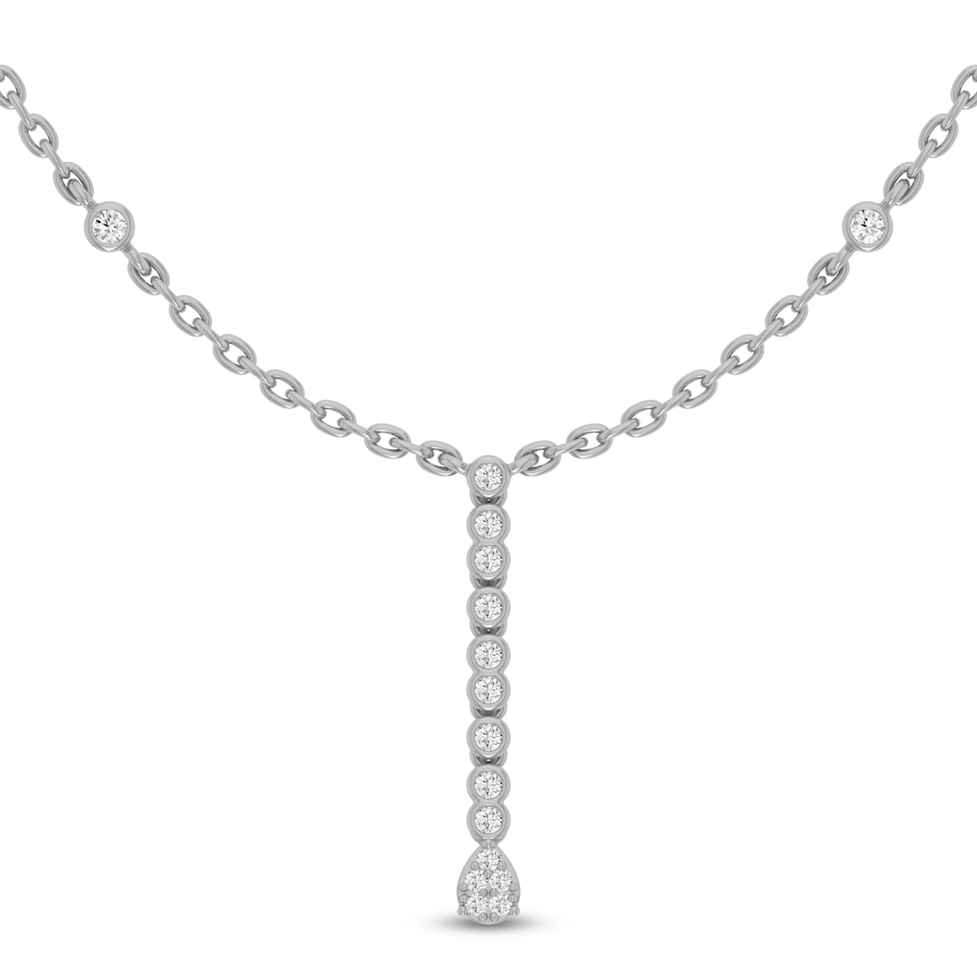 Collar Pendant De Diamante En Oro Blanco De 14K .20Ct
