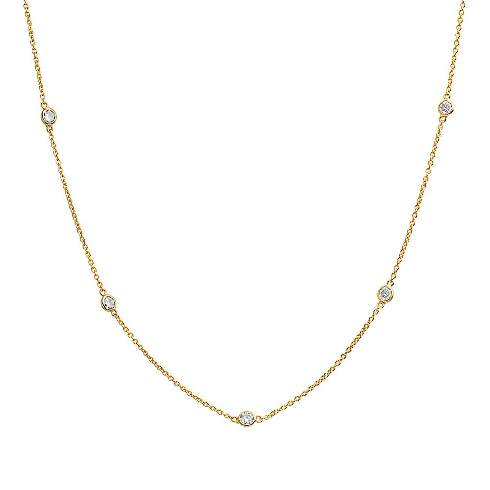 Collar De Bisel En Oro Amarillo De 14K Con Diamante 1.0 Ct