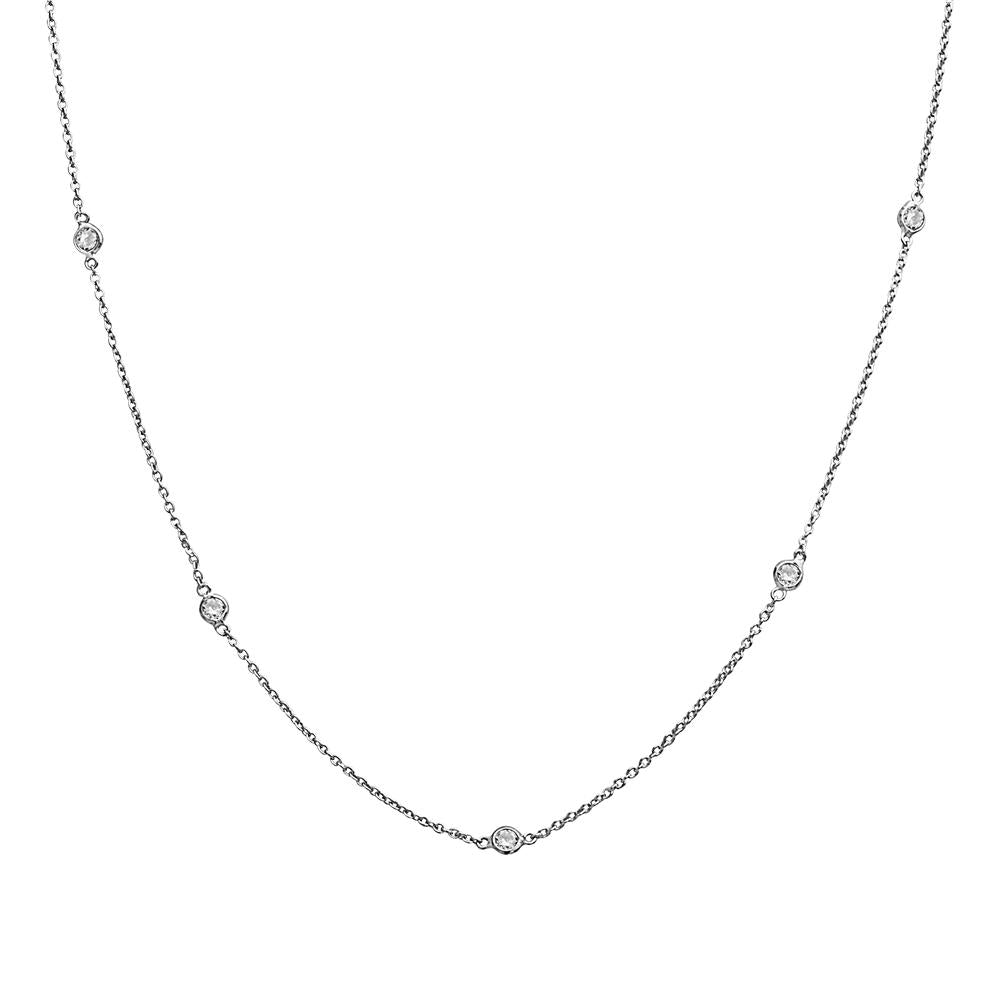 Collar De Bisel En Oro Blanco De 14K Con Diamante 1.0 Ct
