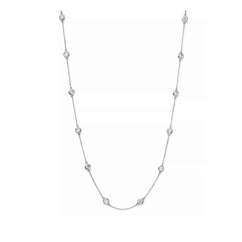 Collar En Oro Blanco De 14K Con Diamante 0.45 Ct