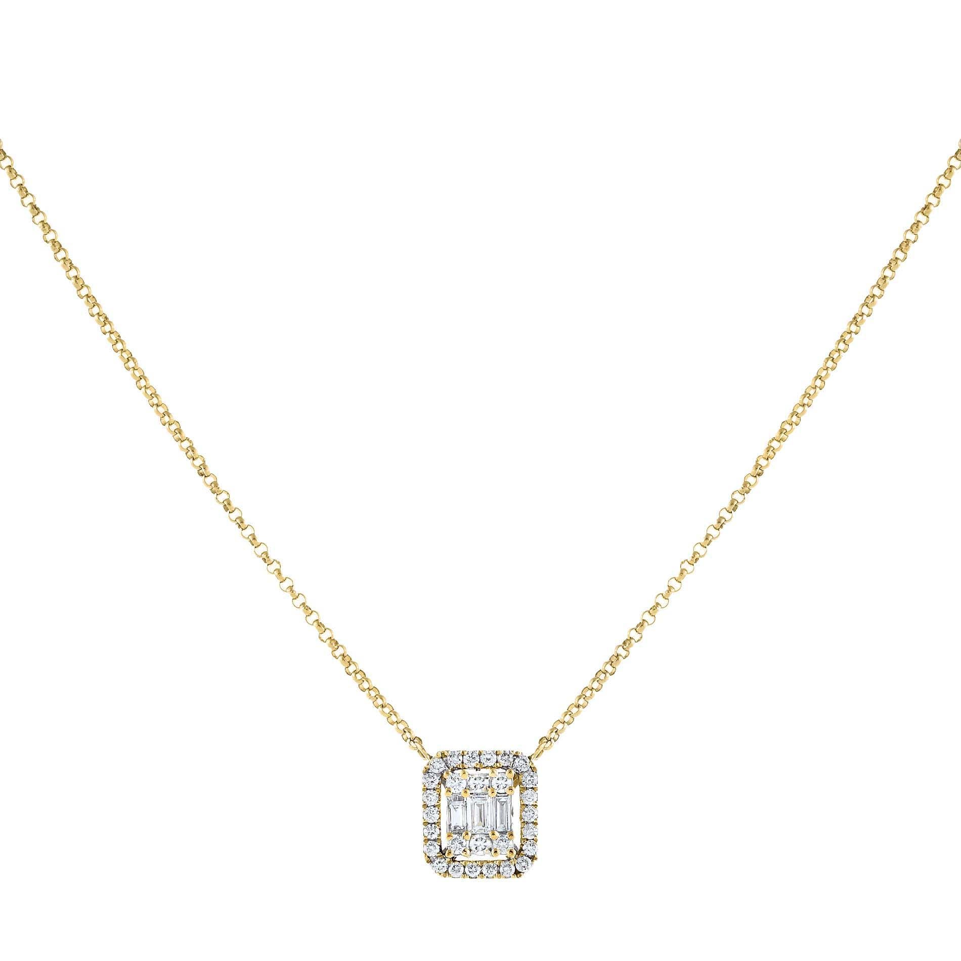 Collar En Oro Amarillo De 14K Con Diamante 0.28 Ct