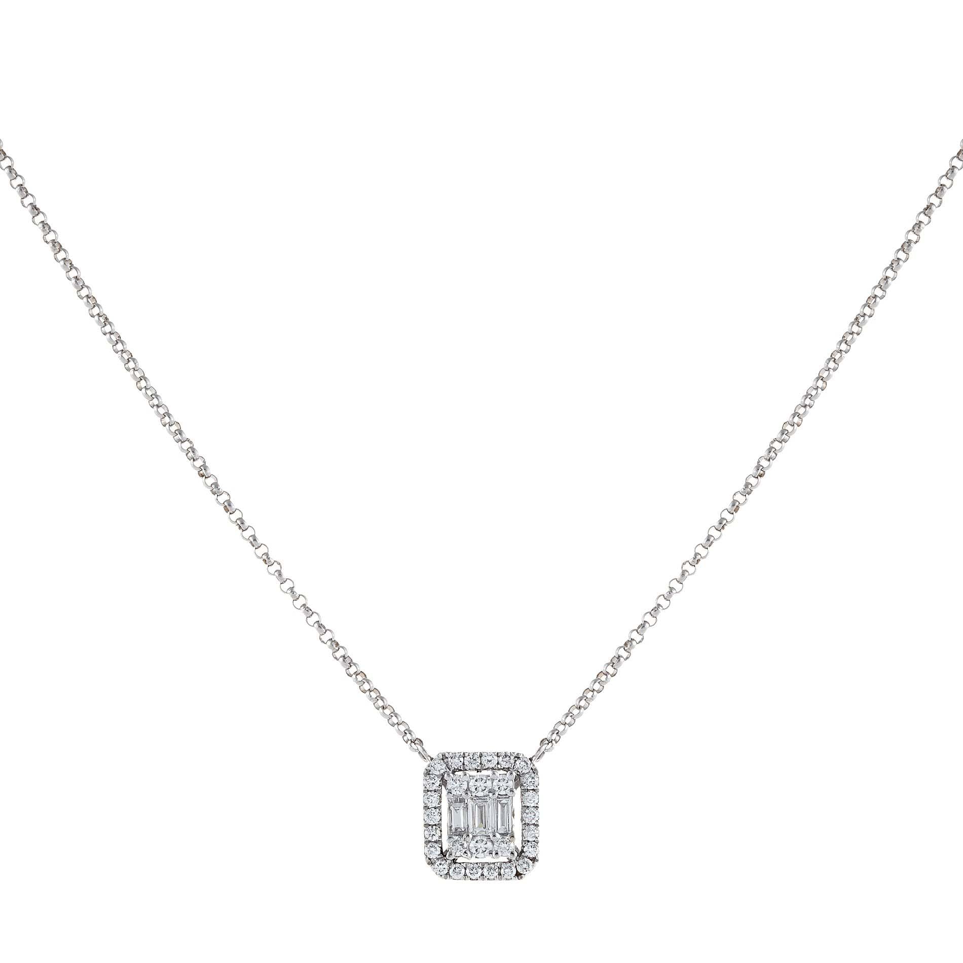 Collar En Oro Blanco De 14K Con Diamante 0.28 Ct