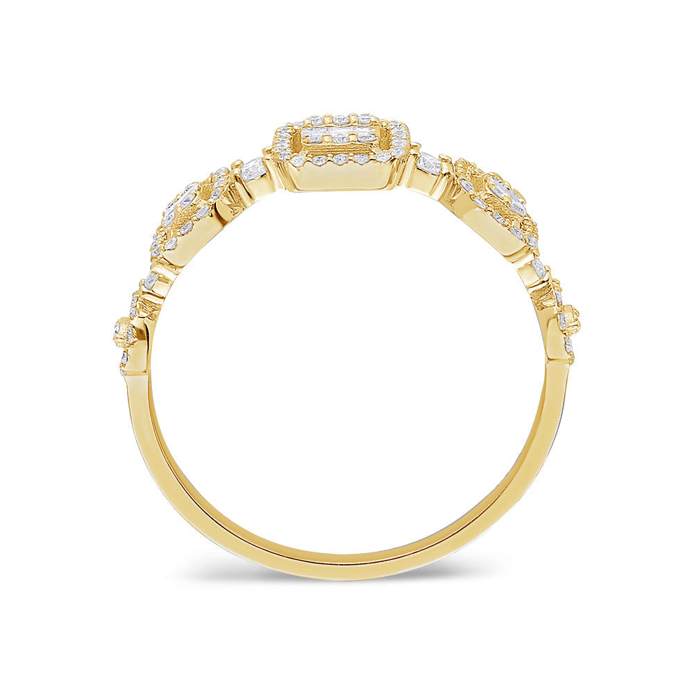 Anillo En Oro Amarillo De 14K Con Diamante 0.39 Ct