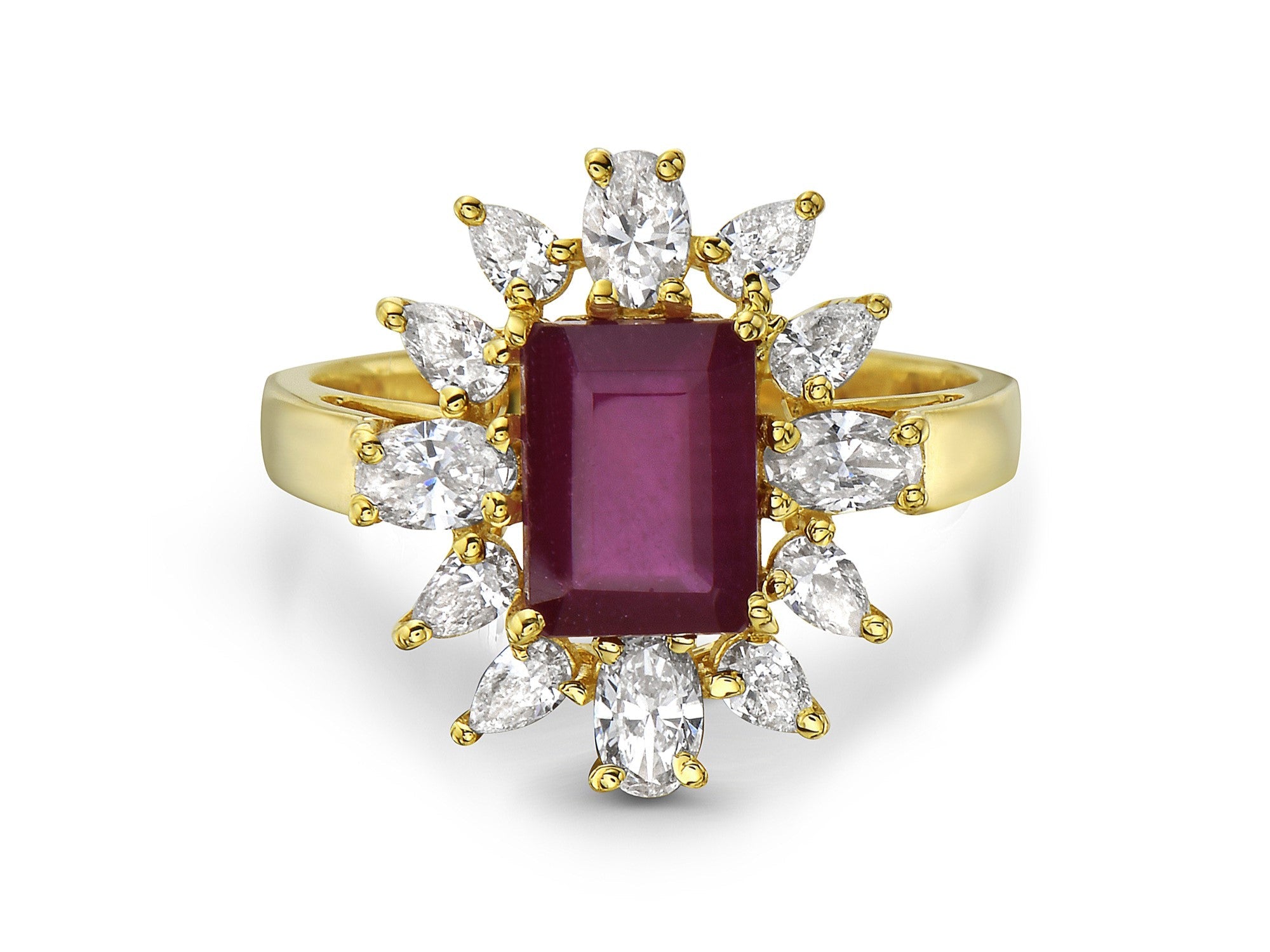 Anillo En Oro Amarillo De 14K Con Diamante Y Rubí 3.23 Ct