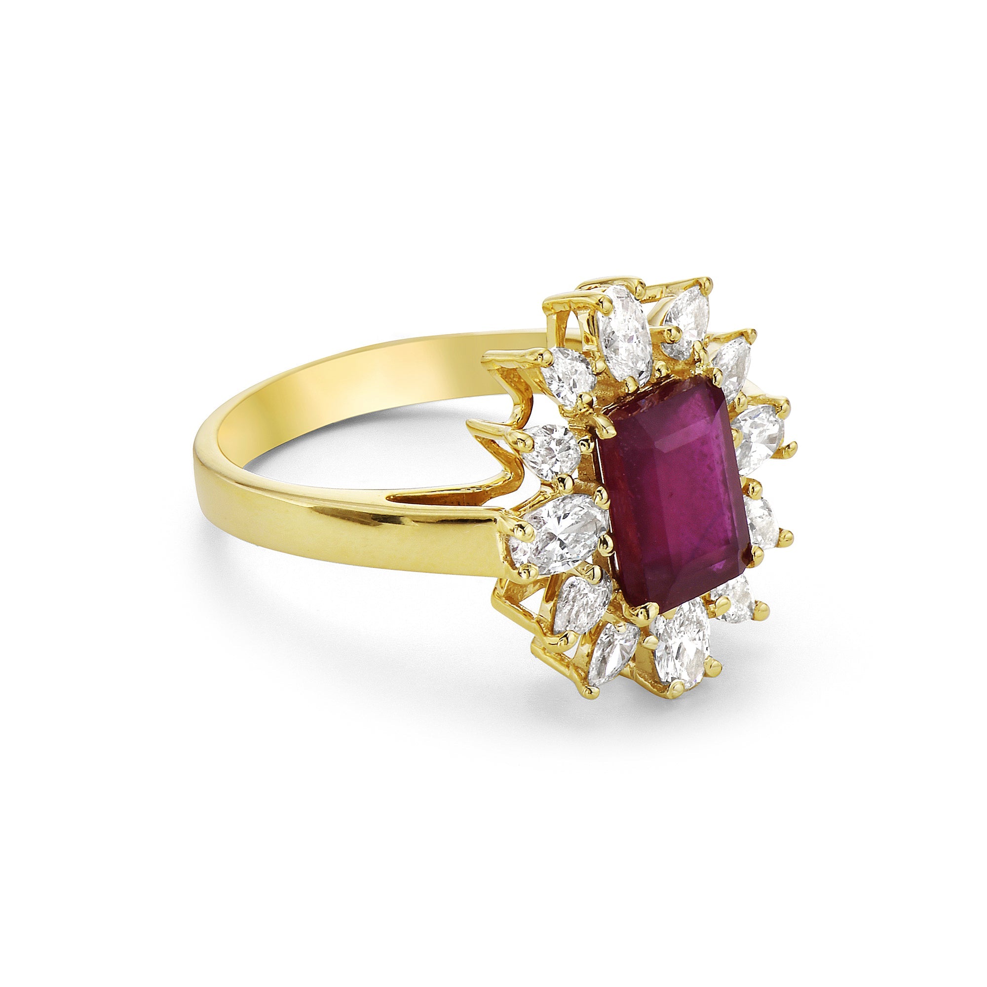 Anillo En Oro Amarillo De 14K Con Diamante Y Rubí 3.23 Ct