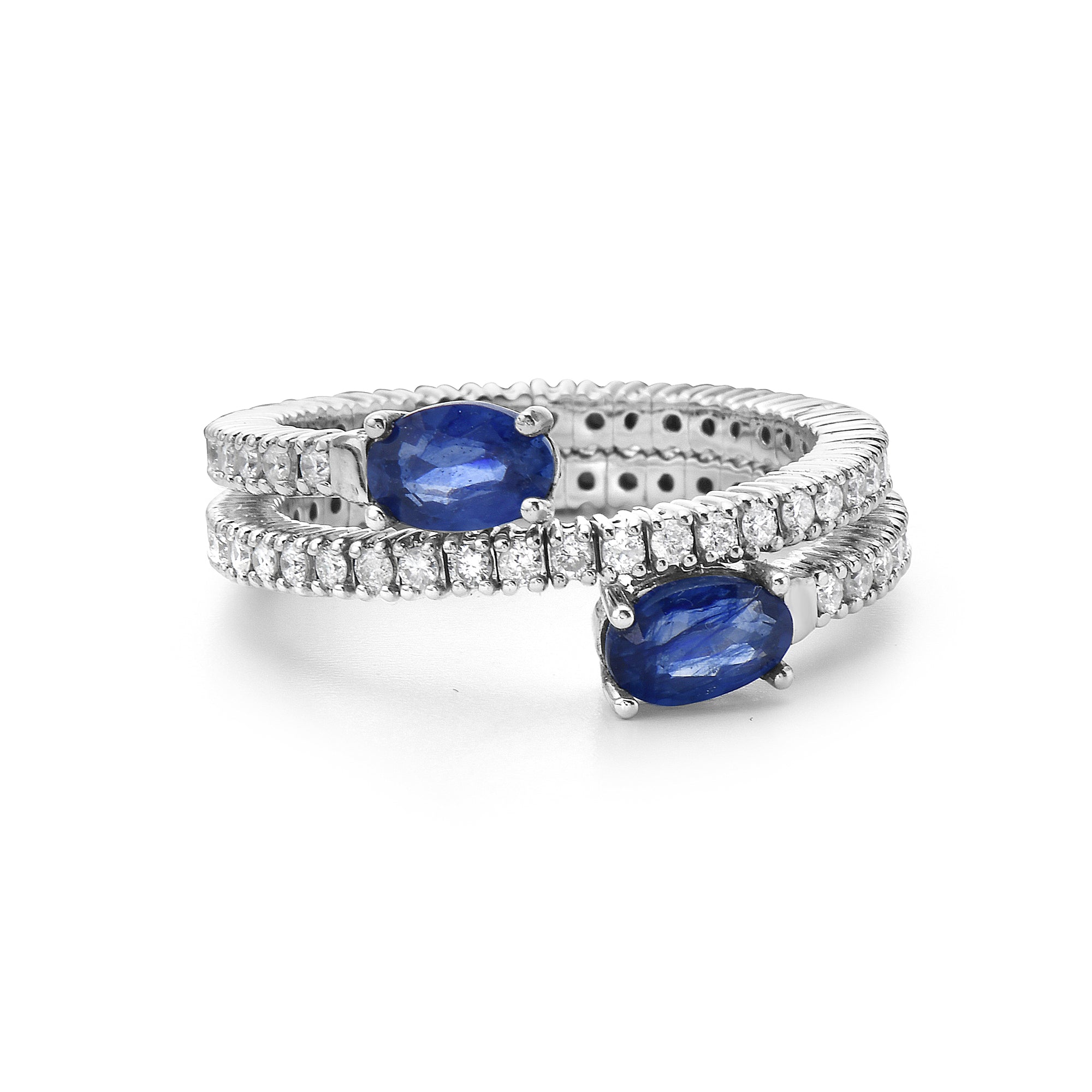 Anillo En Oro Blanco De 14K Con Diamante Y Zafiro 2.5 Ct