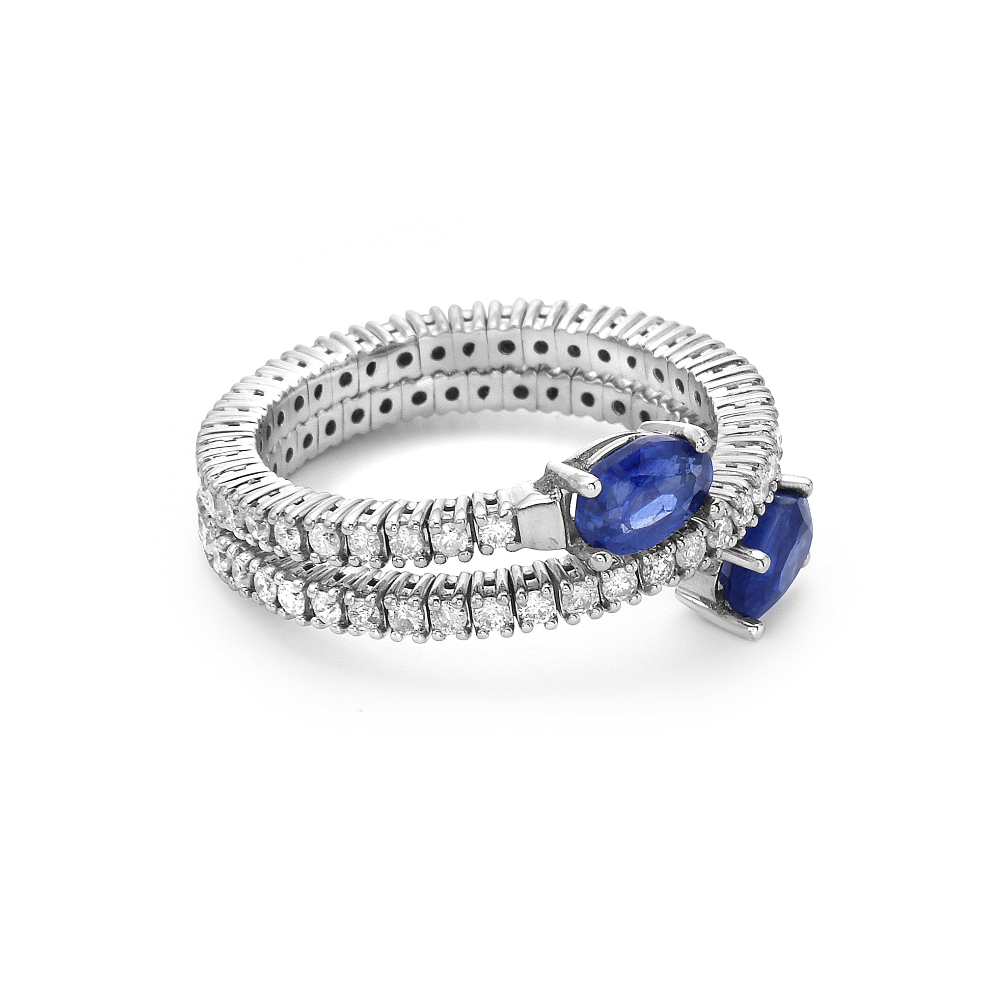 Anillo En Oro Blanco De 14K Con Diamante Y Zafiro 2.5 Ct