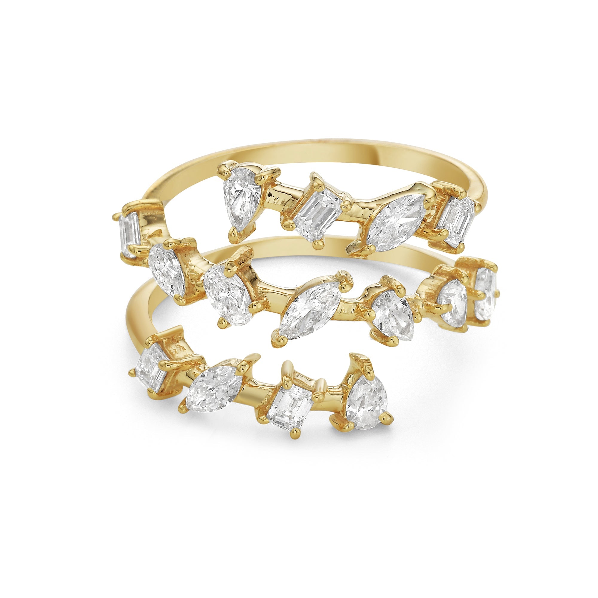 Anillo Espiral En Oro De 18K Con Diamante 1.5 Ct