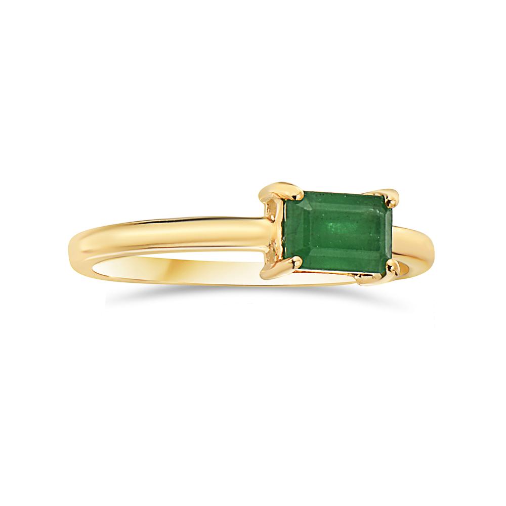 Anillo En Oro Amarillo De 14K Con Esmeralda 0.57 Ct