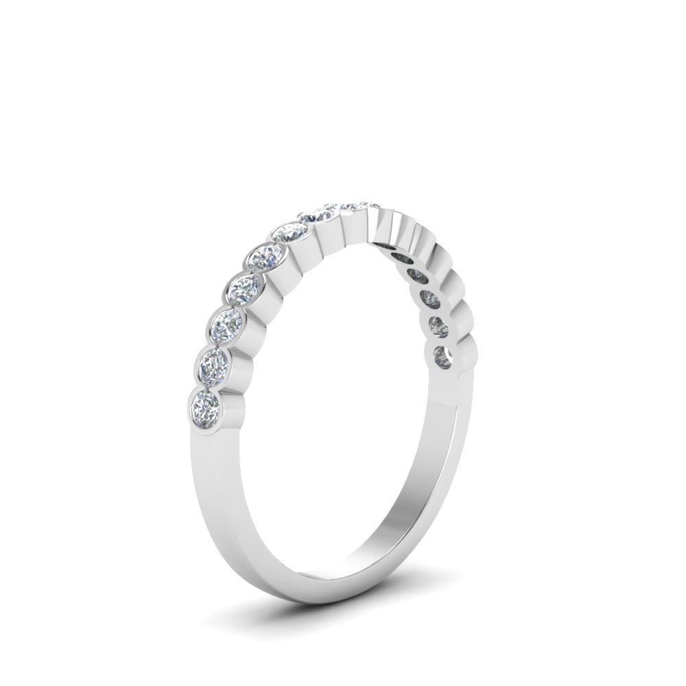 Anillo De Bisel En Oro Blanco De 14K Con Diamante 0.18 Ct