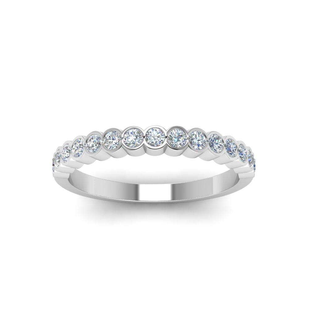Anillo De Bisel En Oro Blanco De 14K Con Diamante 0.18 Ct