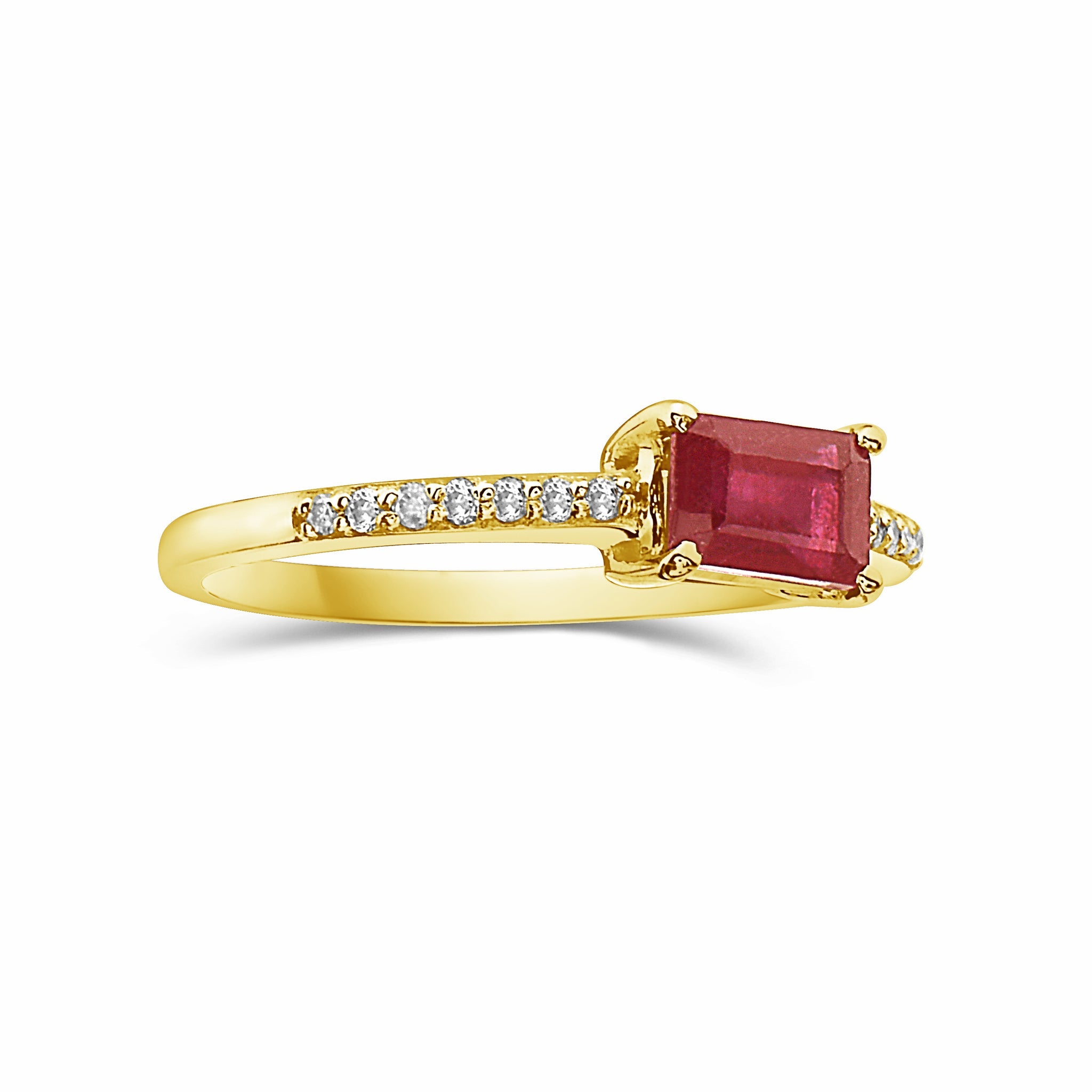 Anillo En Oro Amarillo De 14K Con Diamante Y Rubí 1.0 Ct