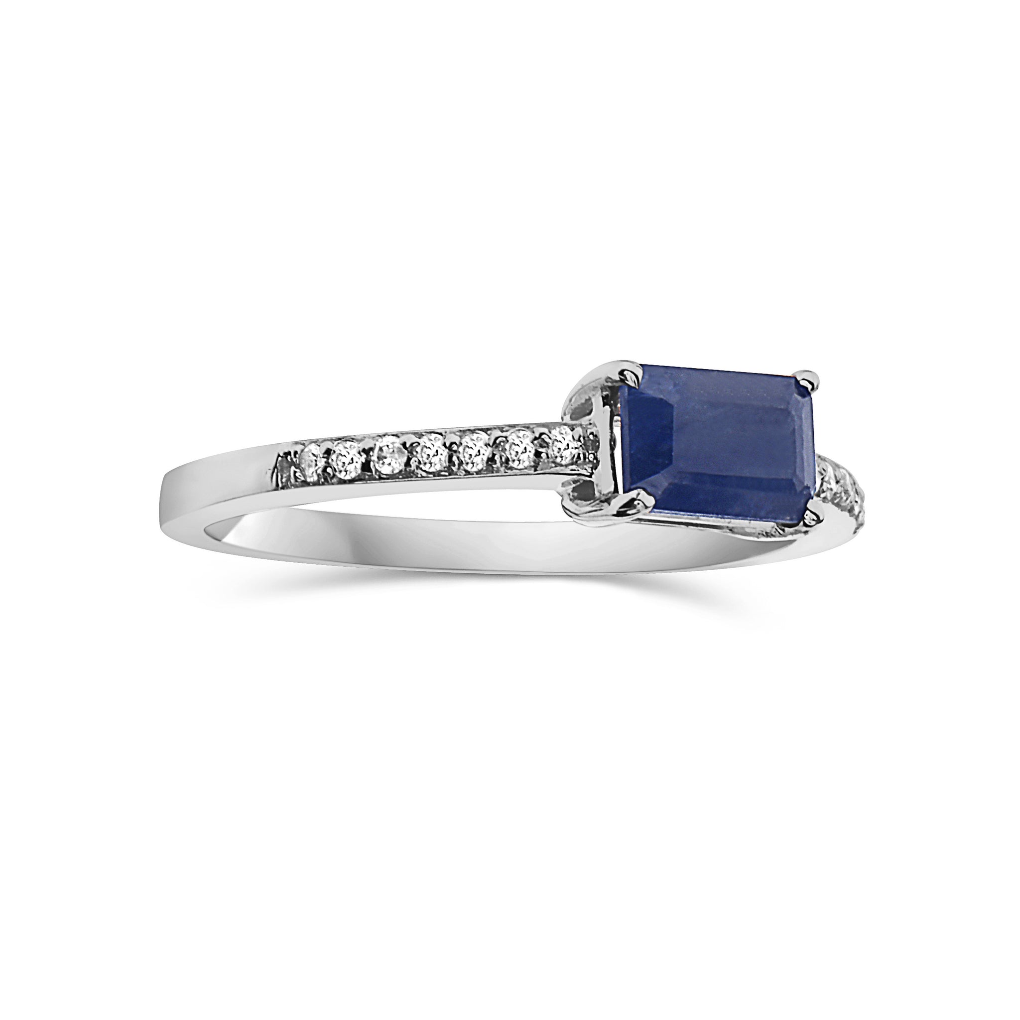 Anillo En Oro Blanco De 14K Con Diamante Y Esmeralda 1.0 Ct