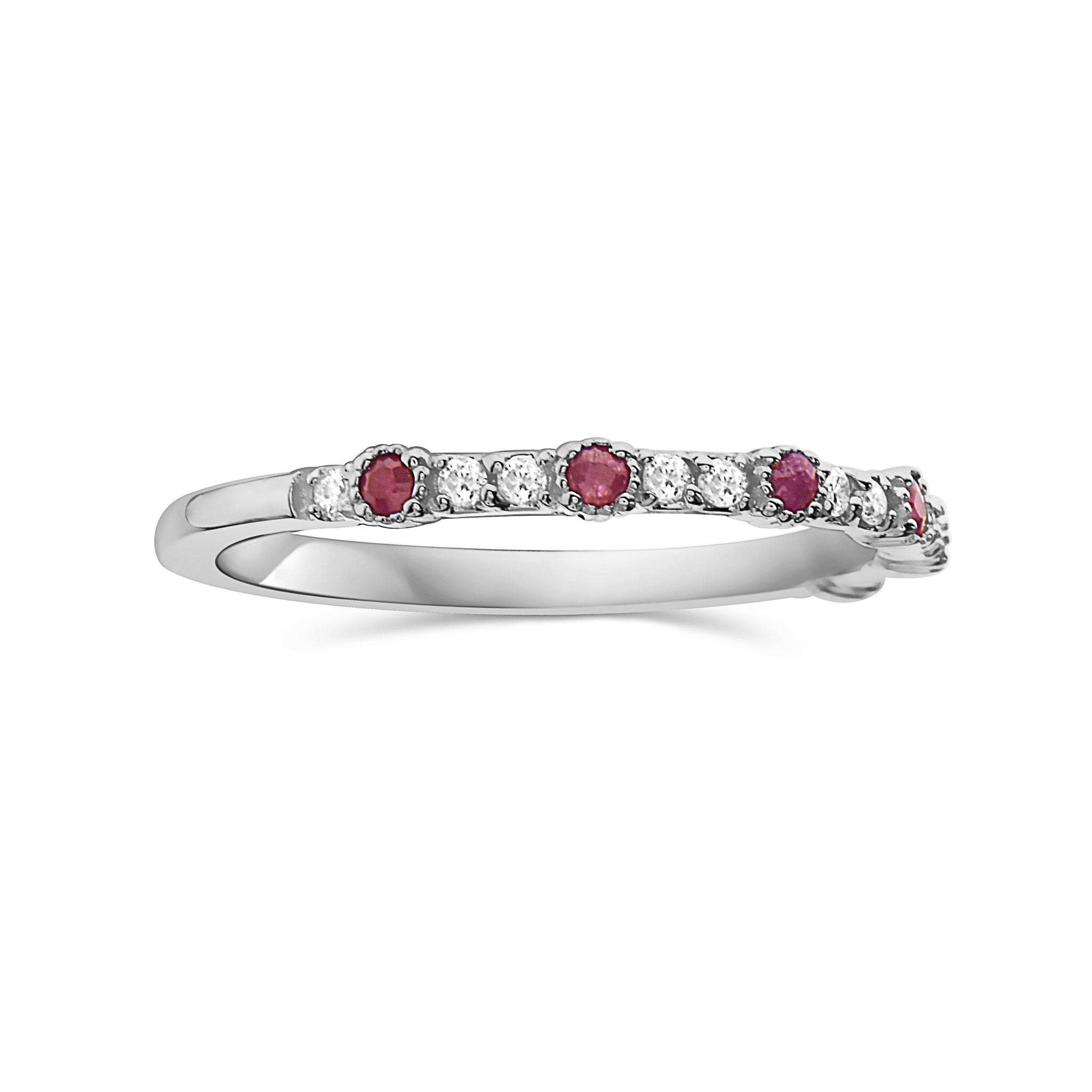 Anillo En Oro Blanco De 14K Con Diamante Y Rubí 0.88 Ct