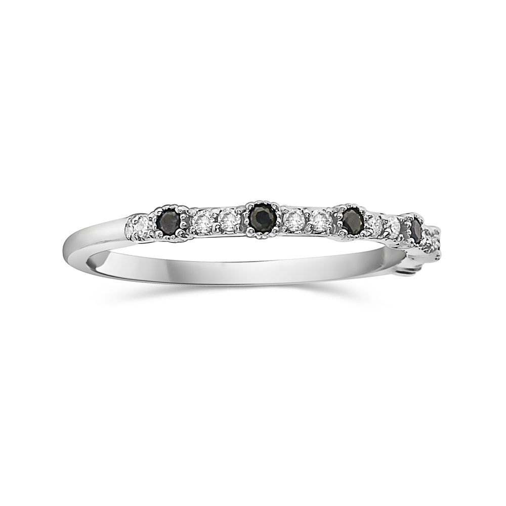 Anillo En Oro Blanco De 14K Con Diamante Y Zafiro 0.34 Ct