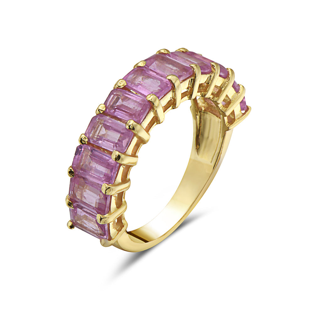 Anillo En Oro Rosa De 14K Con Zafiro Rosa 4.5 Ct