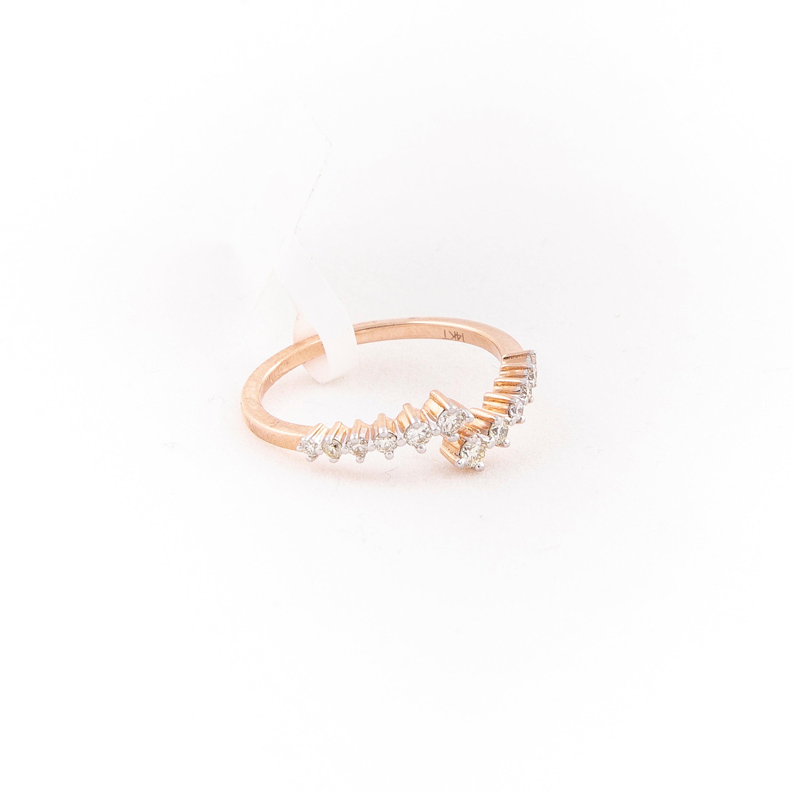 Anillo Bypass Diamante Oro Rosa 14K 0.2 ct.