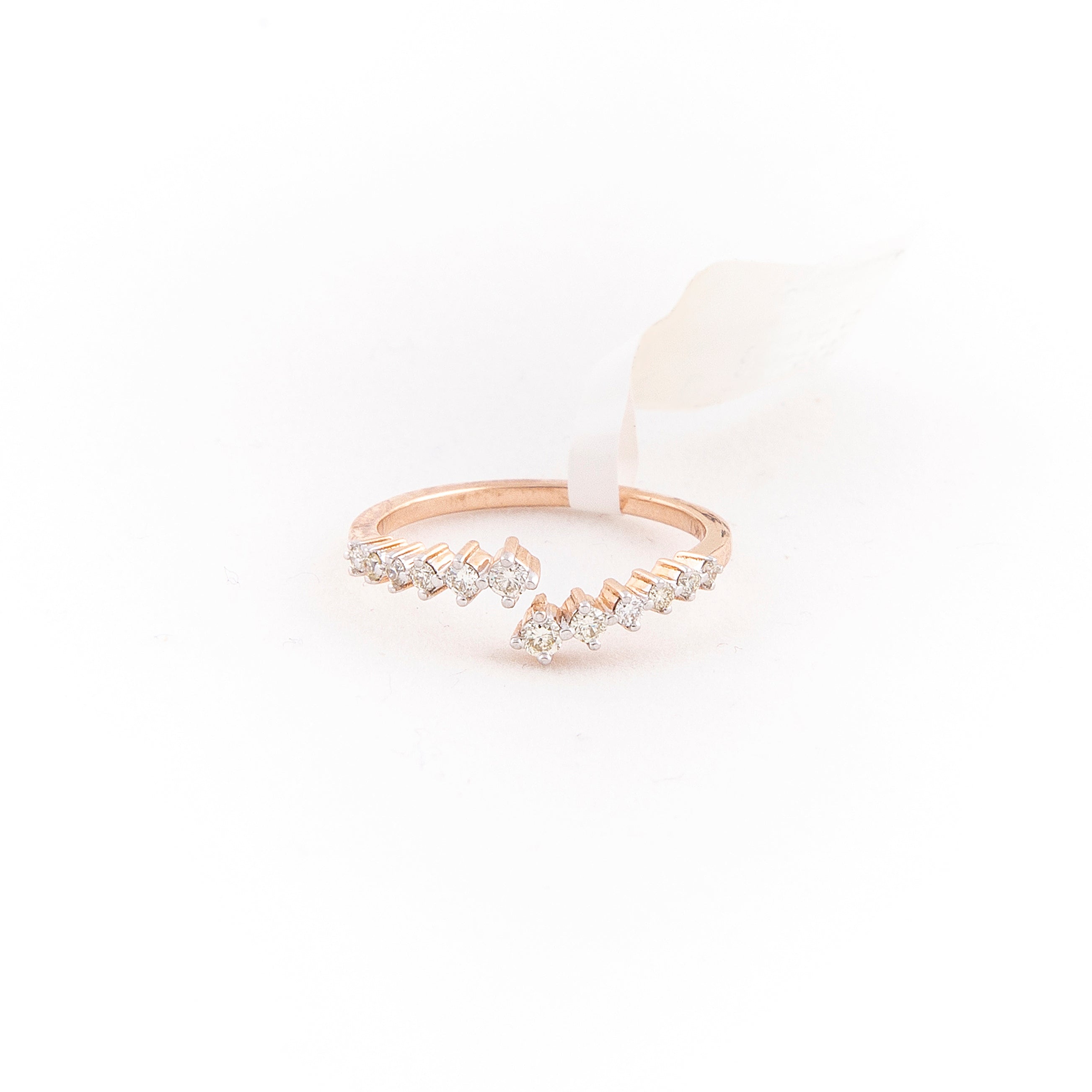Anillo Bypass Diamante Oro Rosa 14K 0.2 ct.
