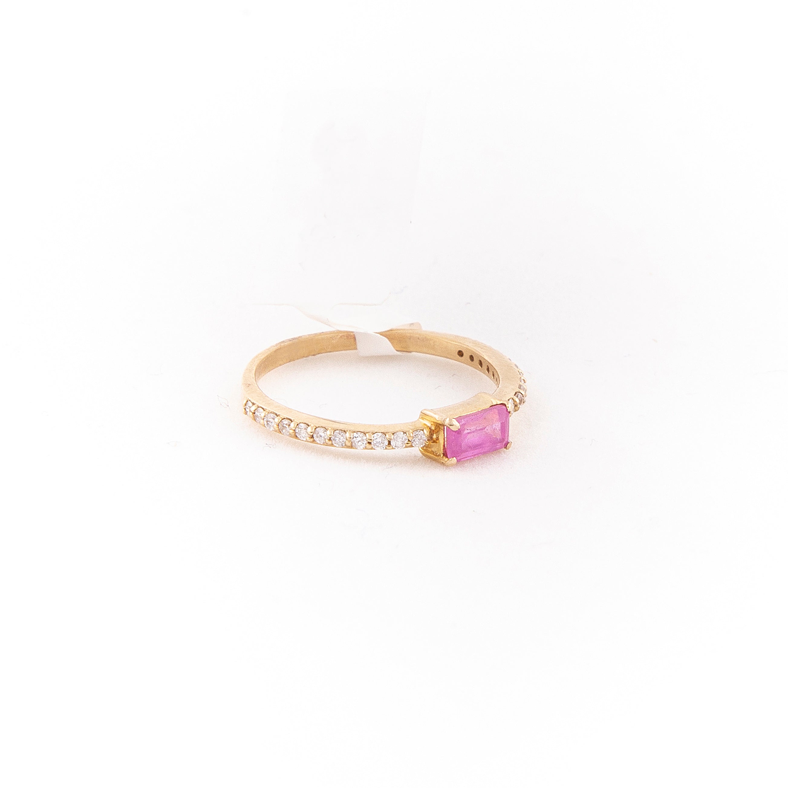 Anillo Pave Rubí Oro Amarillo 14K 0.51 ct.