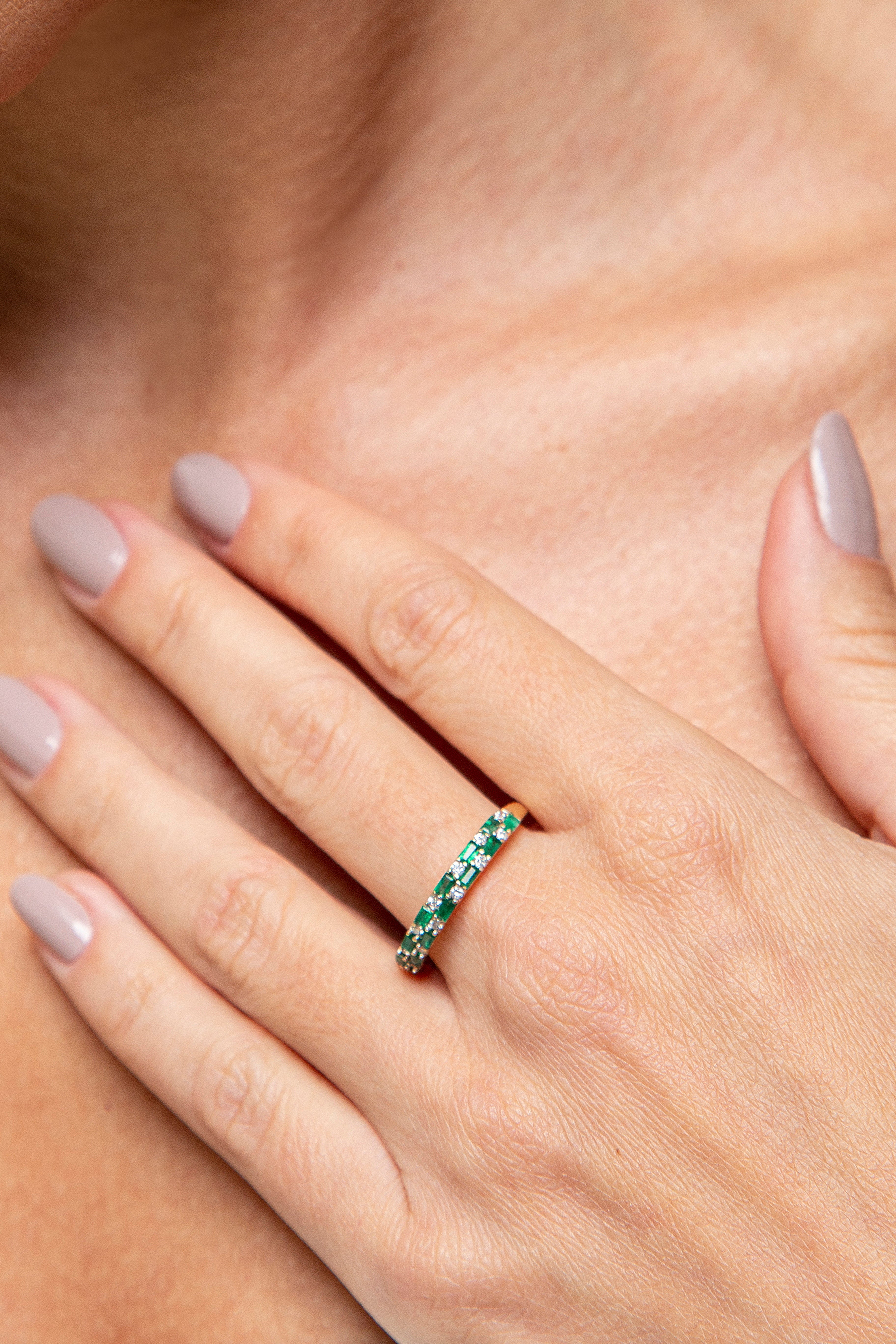 Anillo Churumbela Diamante Esmeralda Oro Amarillo 14K 0.74 ct.