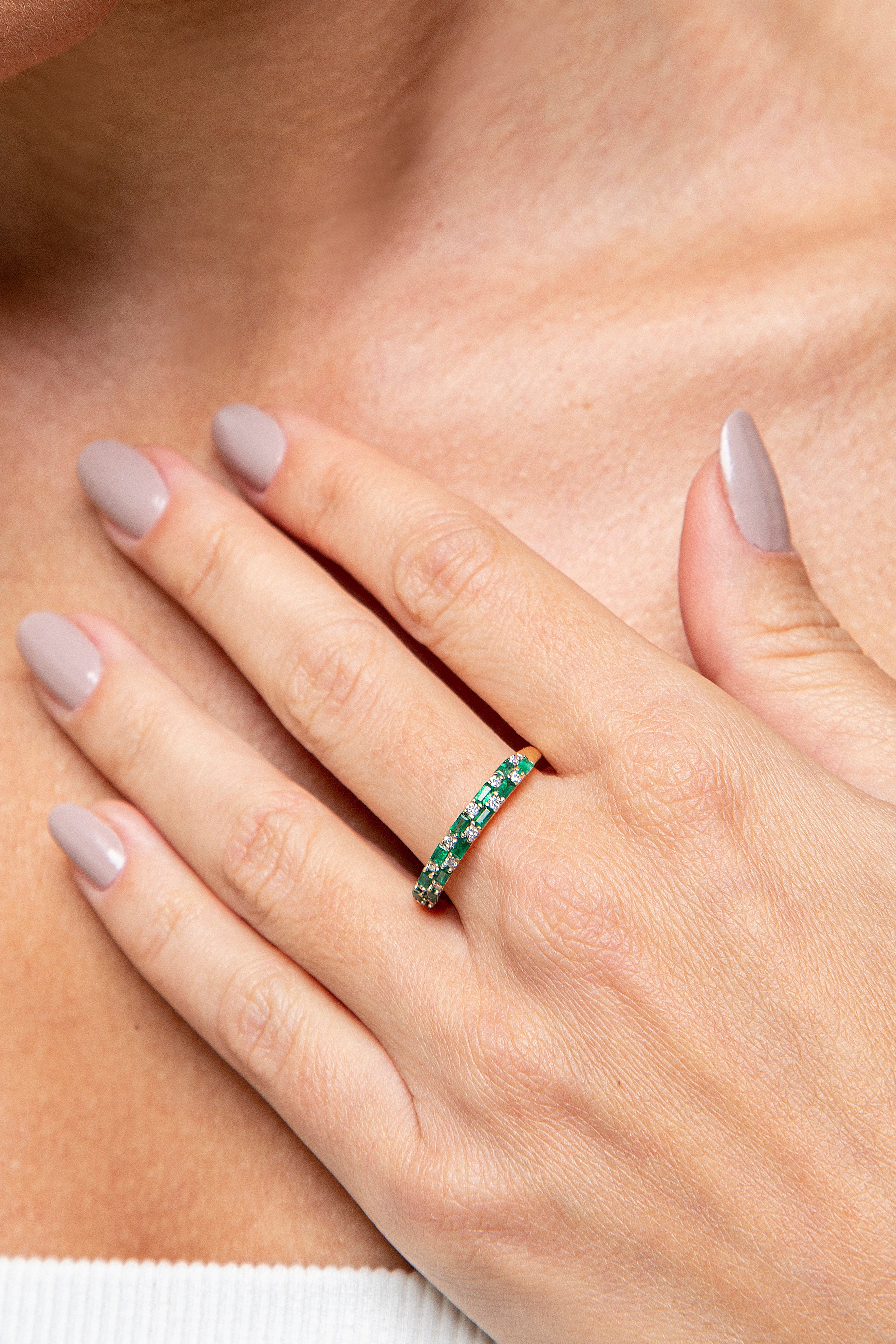 Anillo Churumbela Diamante Esmeralda Oro Amarillo 14K 0.74 ct.