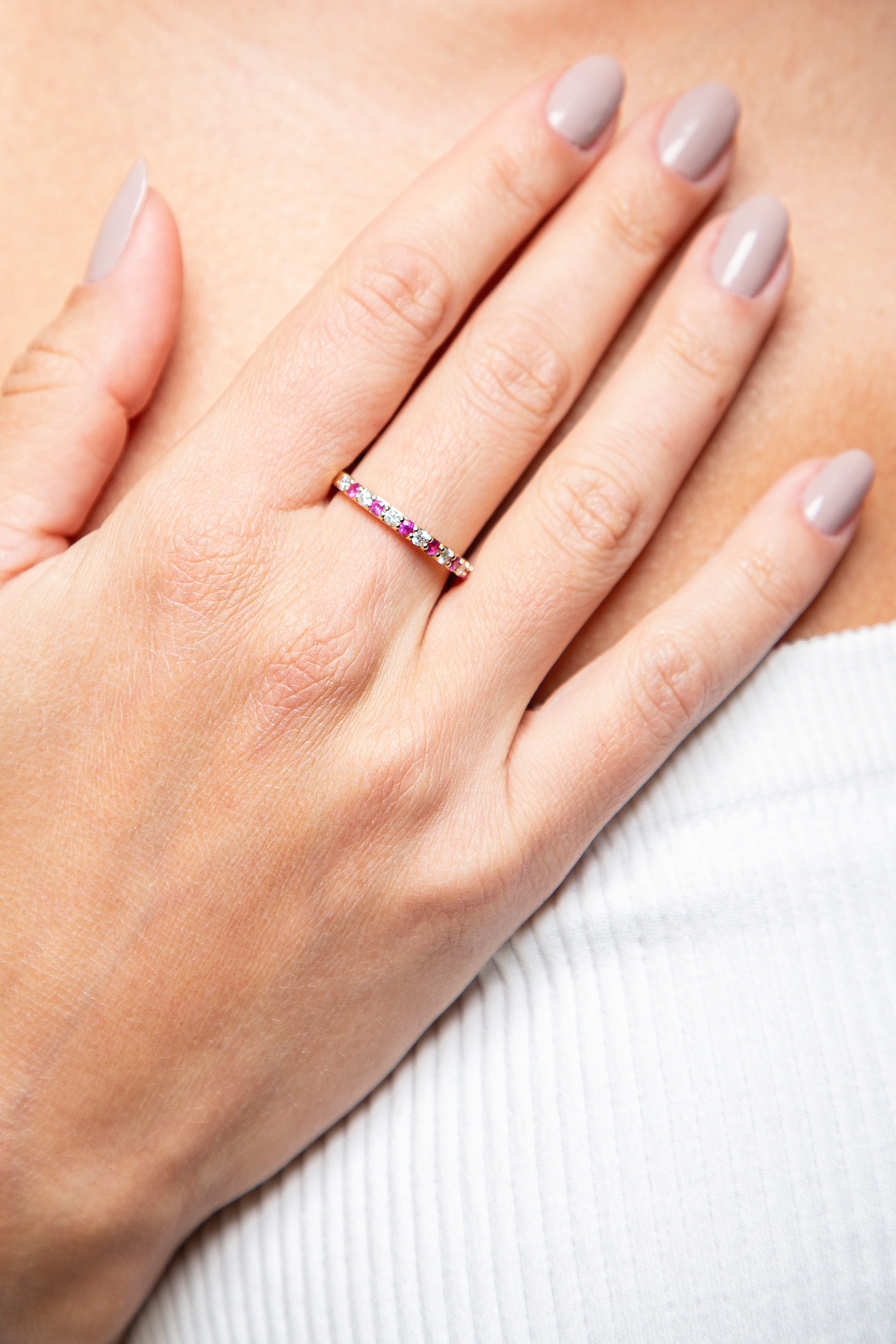 Anillo Churumbela Diamante Rubí Oro Amarillo 14K 0.45 ct.