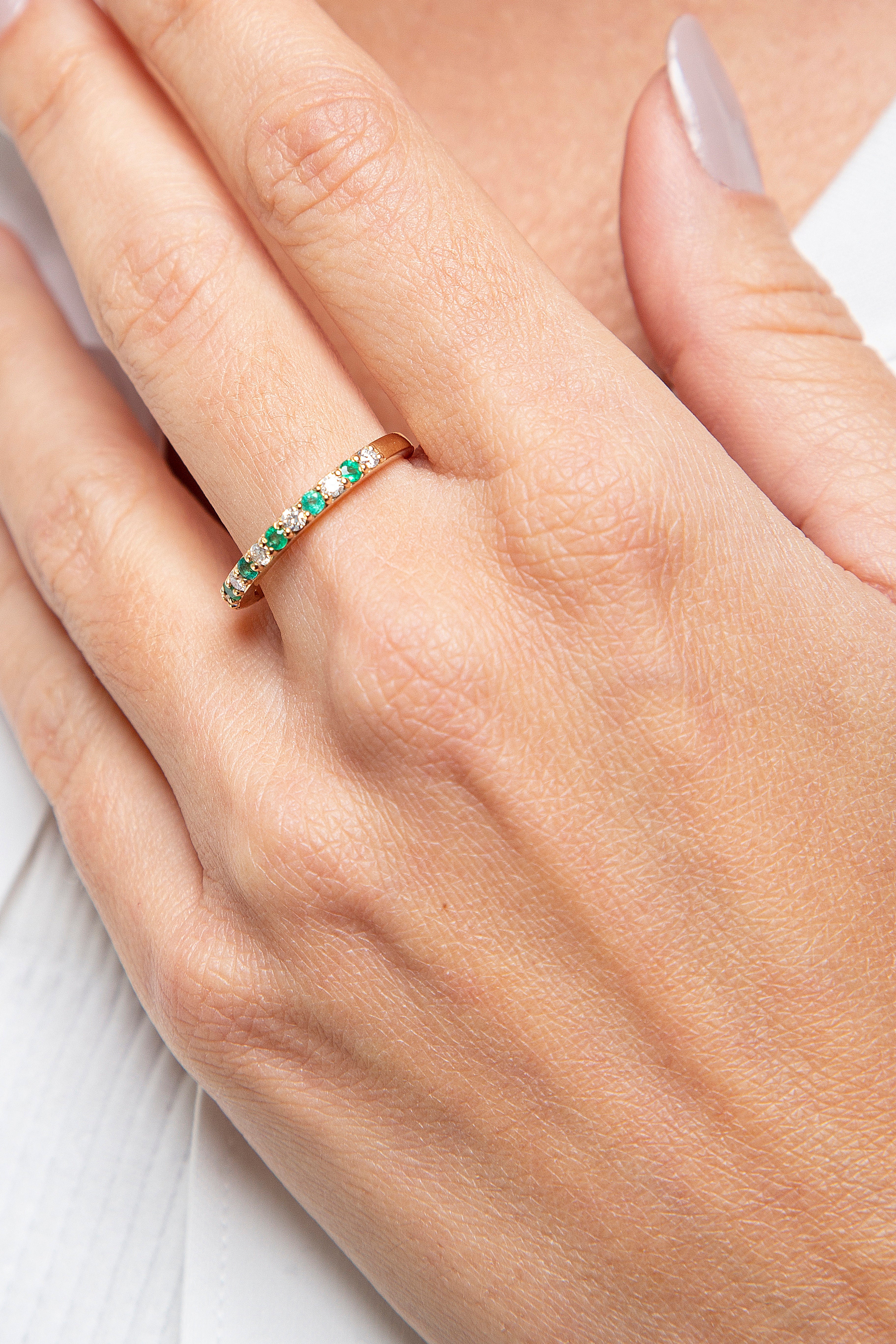 Anillo Churumbela Diamante Esmeralda Oro Amarillo 14K 0.39 ct.