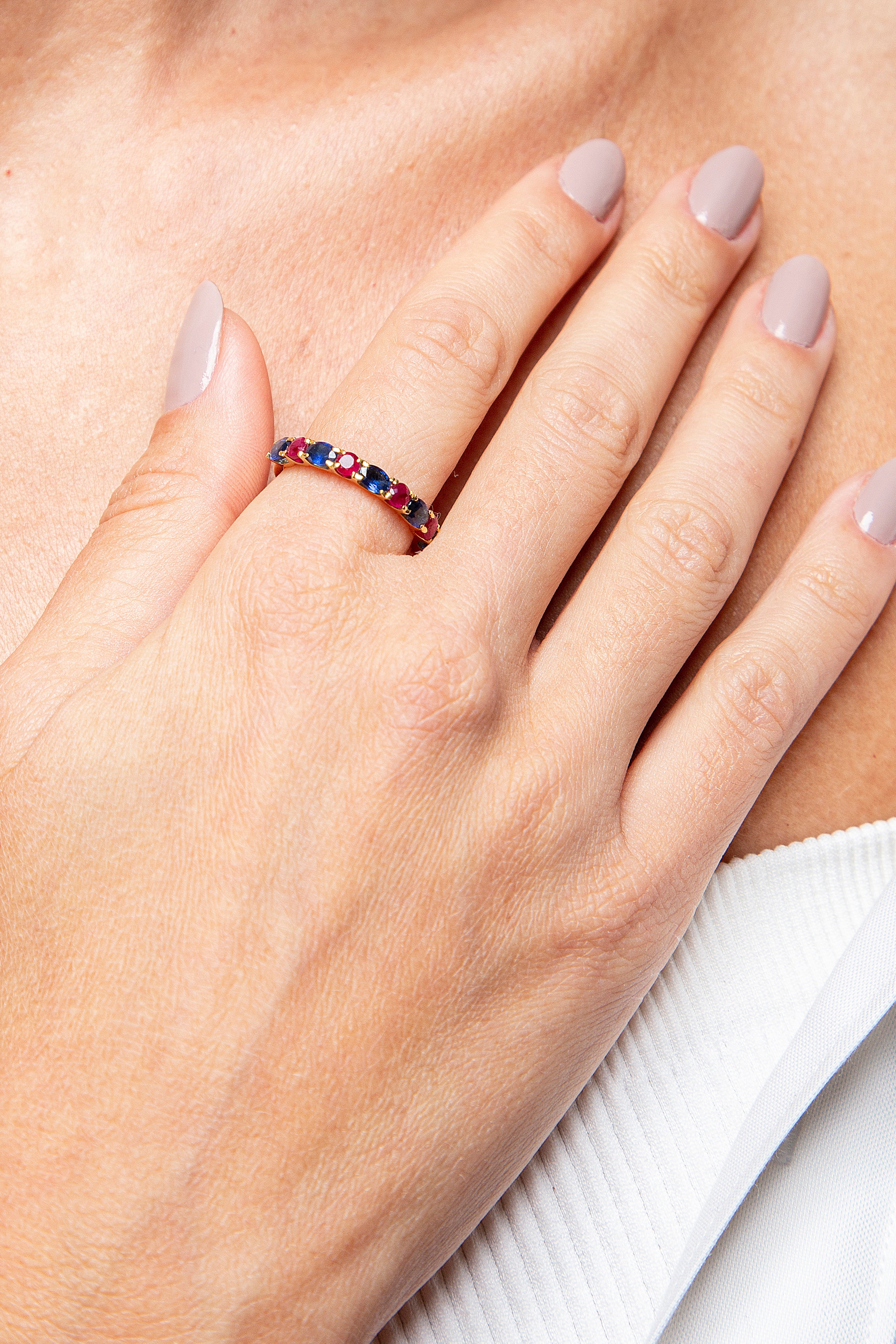 Anillo Churumbela Rubí Zafiro Oro Amarillo 14K  ct.