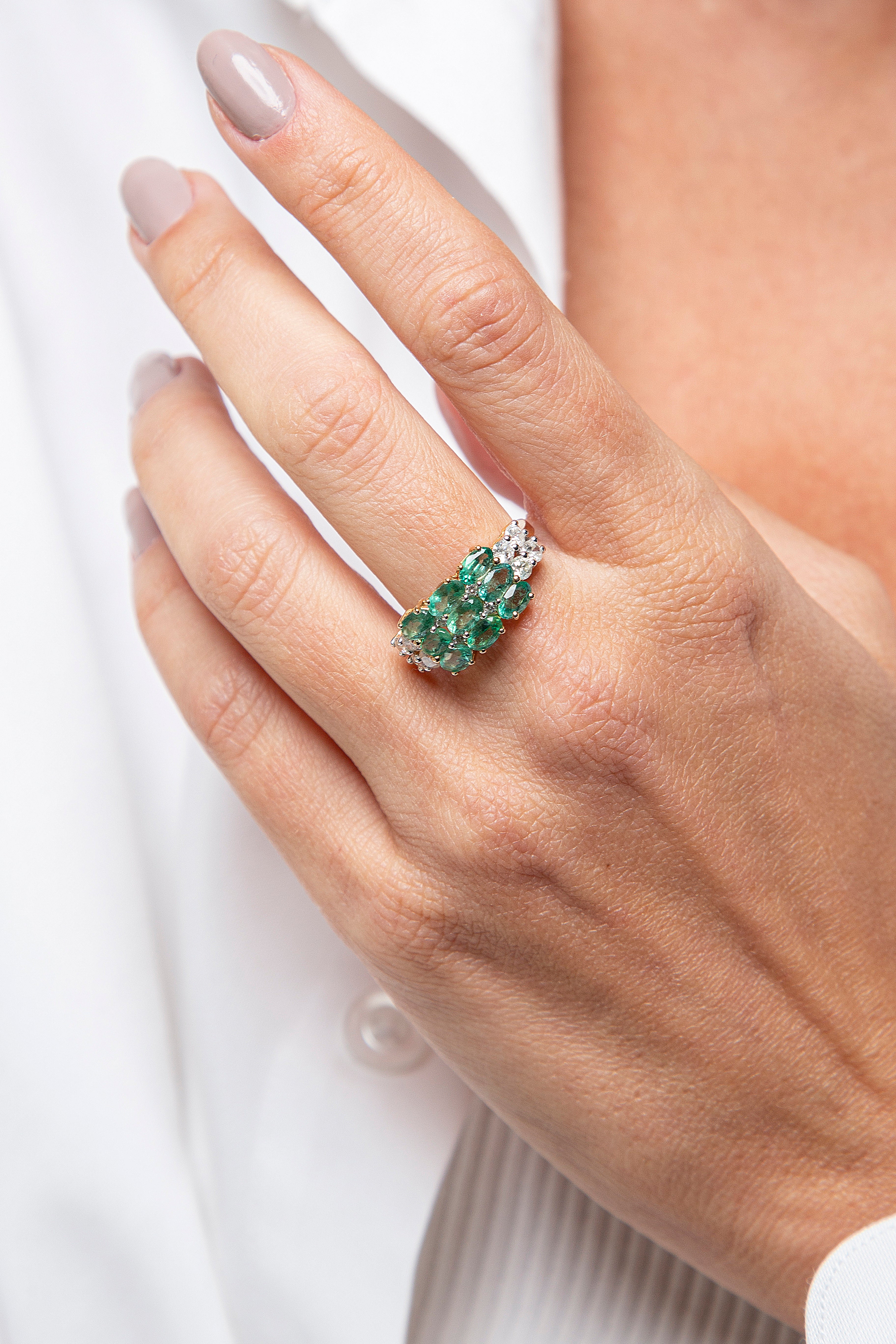 Anillo Diamante Esmeralda Oro Amarillo 14K 2.97 ct.