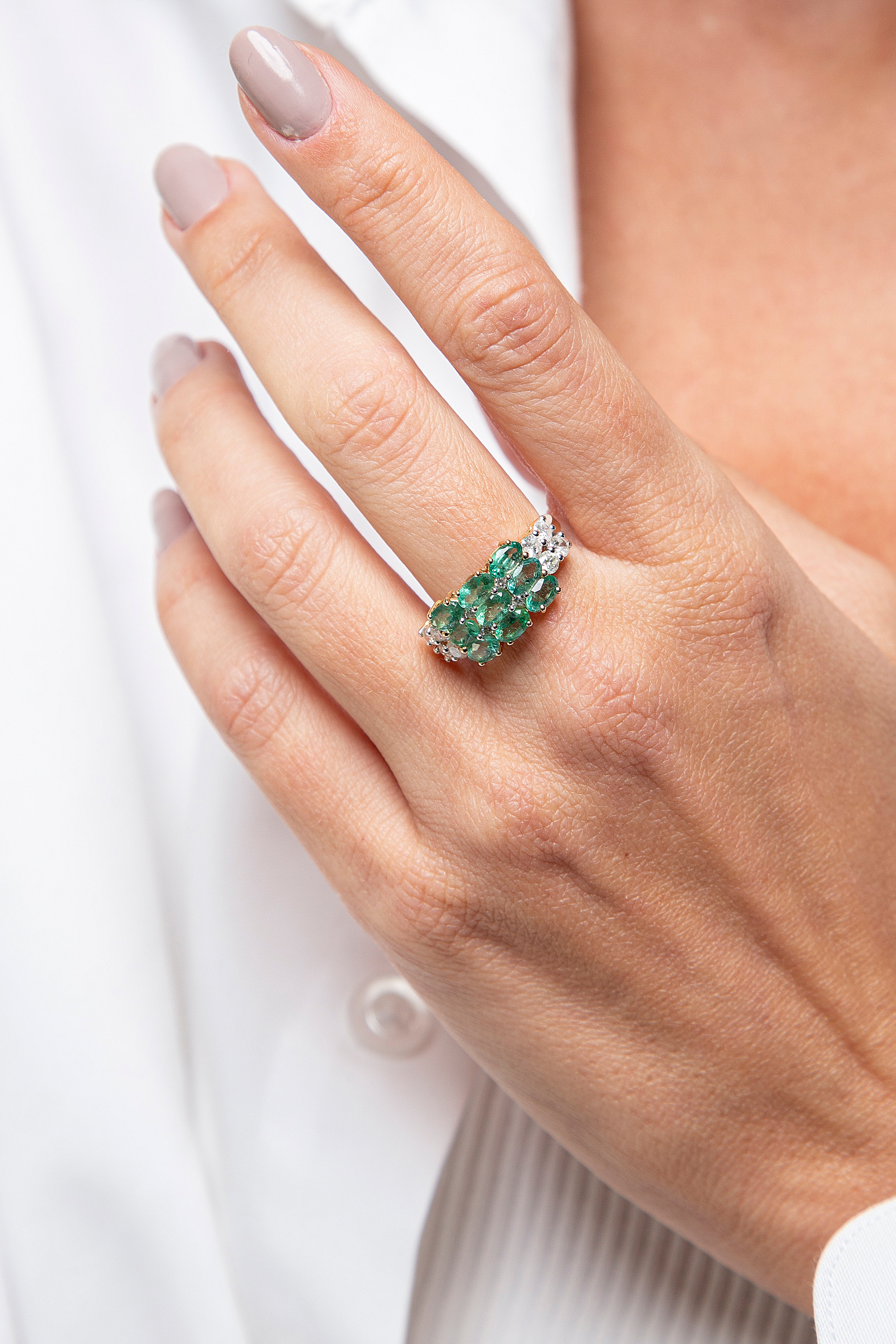 Anillo Diamante Esmeralda Oro Amarillo 14K 2.97 ct.