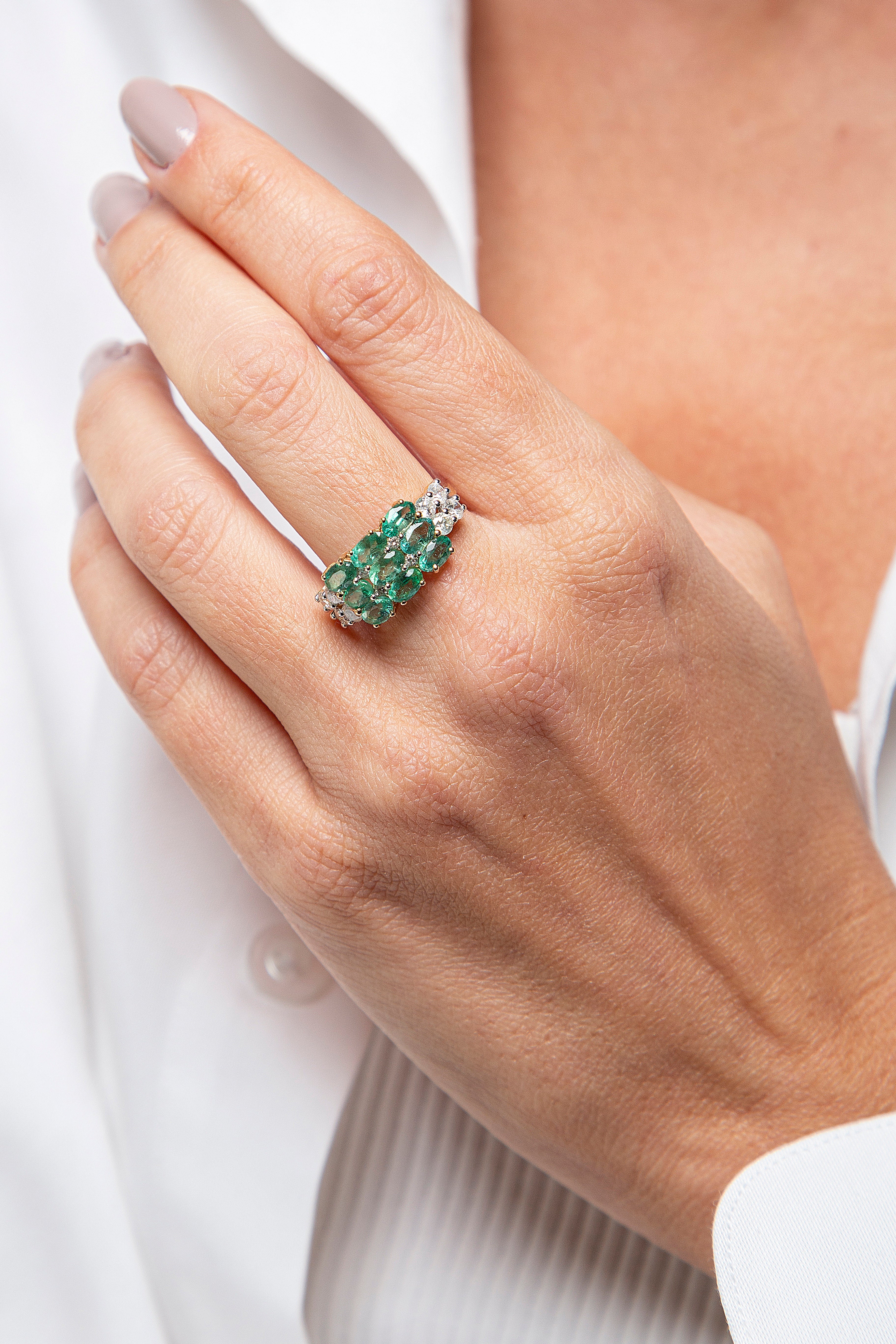 Anillo Diamante Esmeralda Oro Amarillo 14K 2.97 ct.