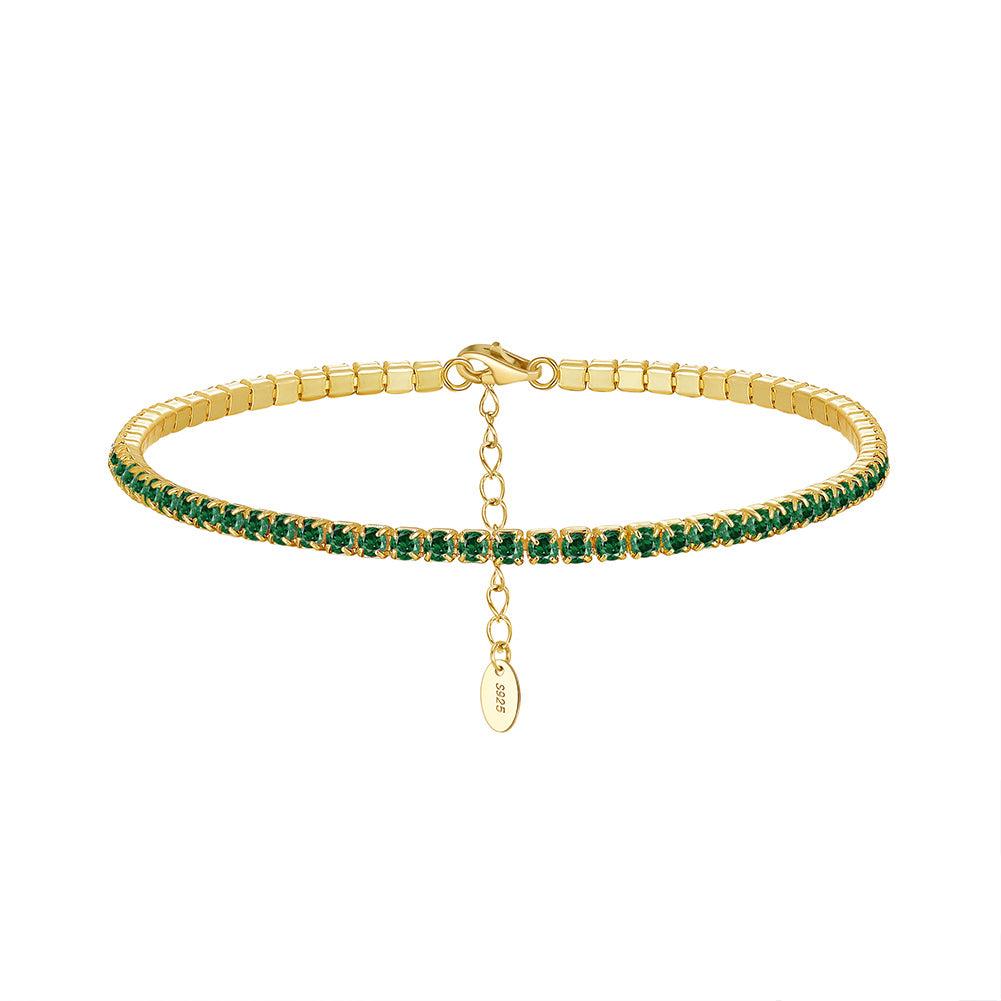 Pulsera Tennis Plata S925 Con Baño de oro 6.5+2"