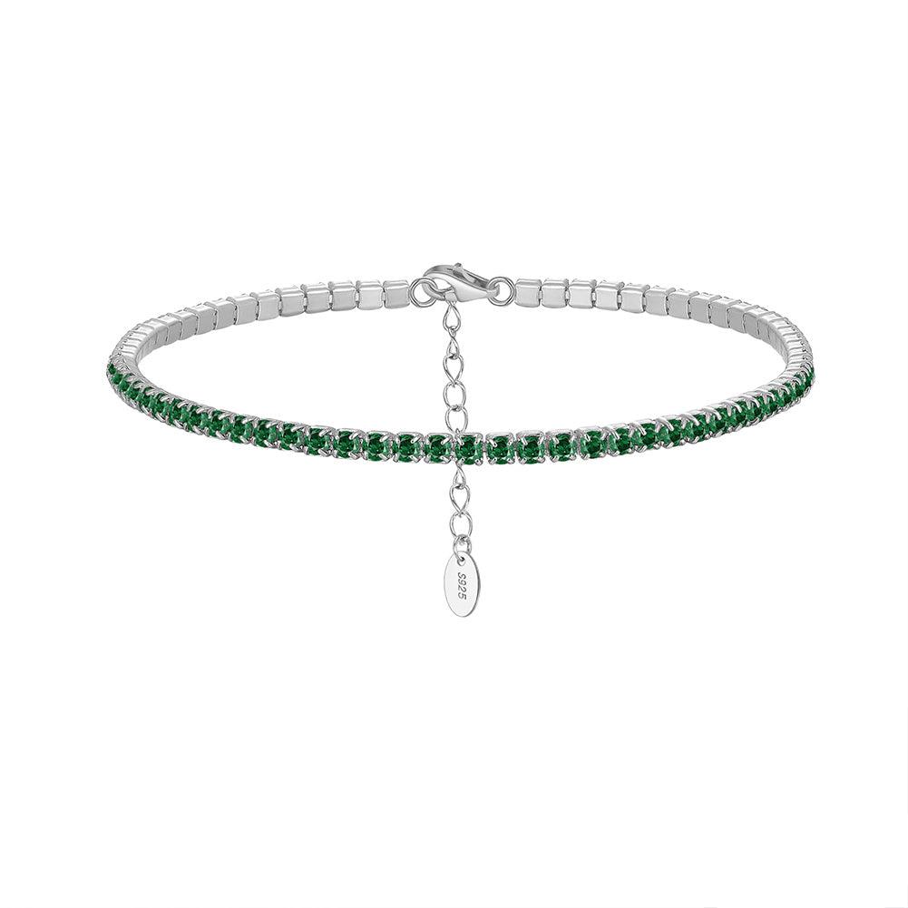 Pulsera Tipo Tennis Plata S925 Baño de oro 14k 6.5+2"