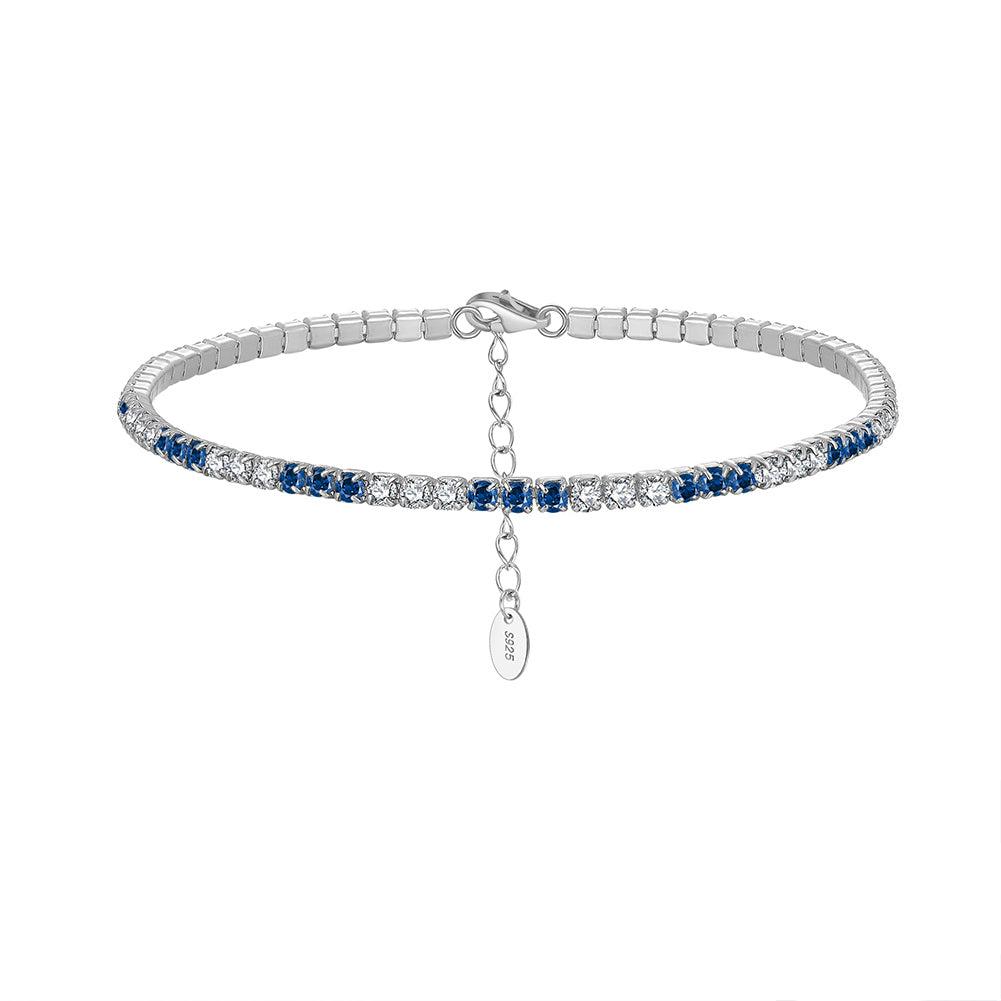 Pulsera Tennis Plata S925 Baño de oro con Piedra Estilo Diamante 6.5+2.0"