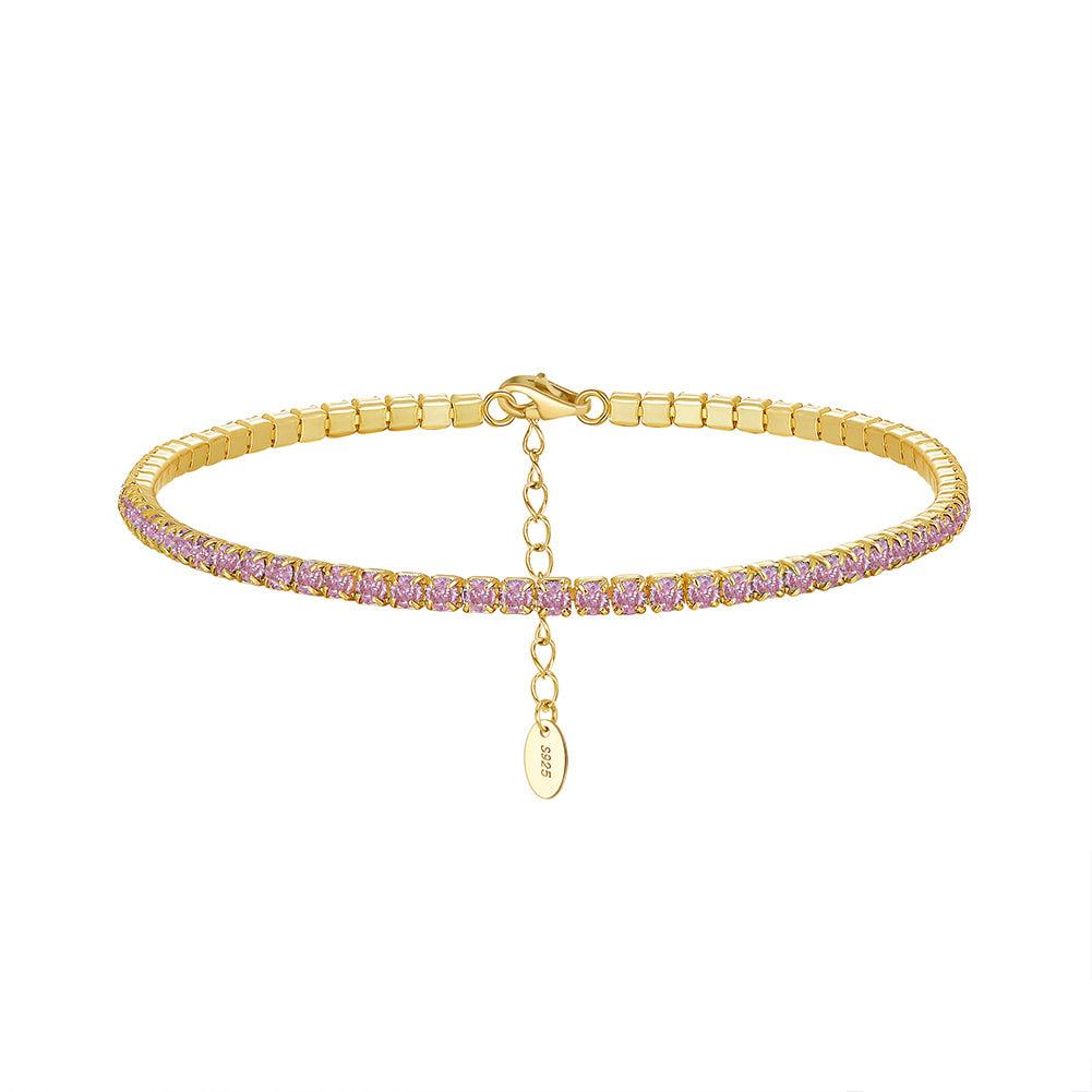 Pulsera Tennis Plata S925 Baño de oro 14k 6.5+2