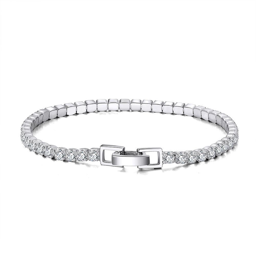 Pulsera Tennis Plata S925 Baño de oro con Piedra Estilo Diamante 7"