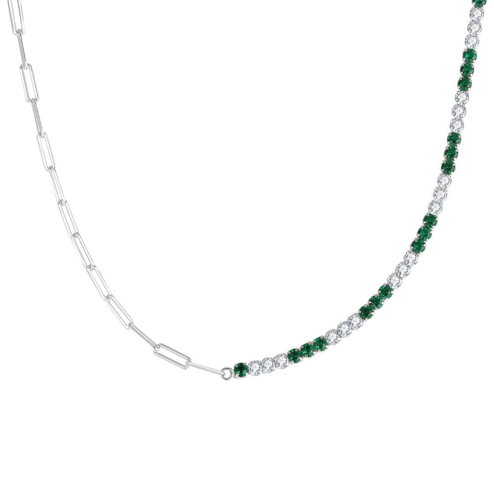 Collar Tennis Plata S925 Baño de oro con Piedra Estilo Diamante 9.57g