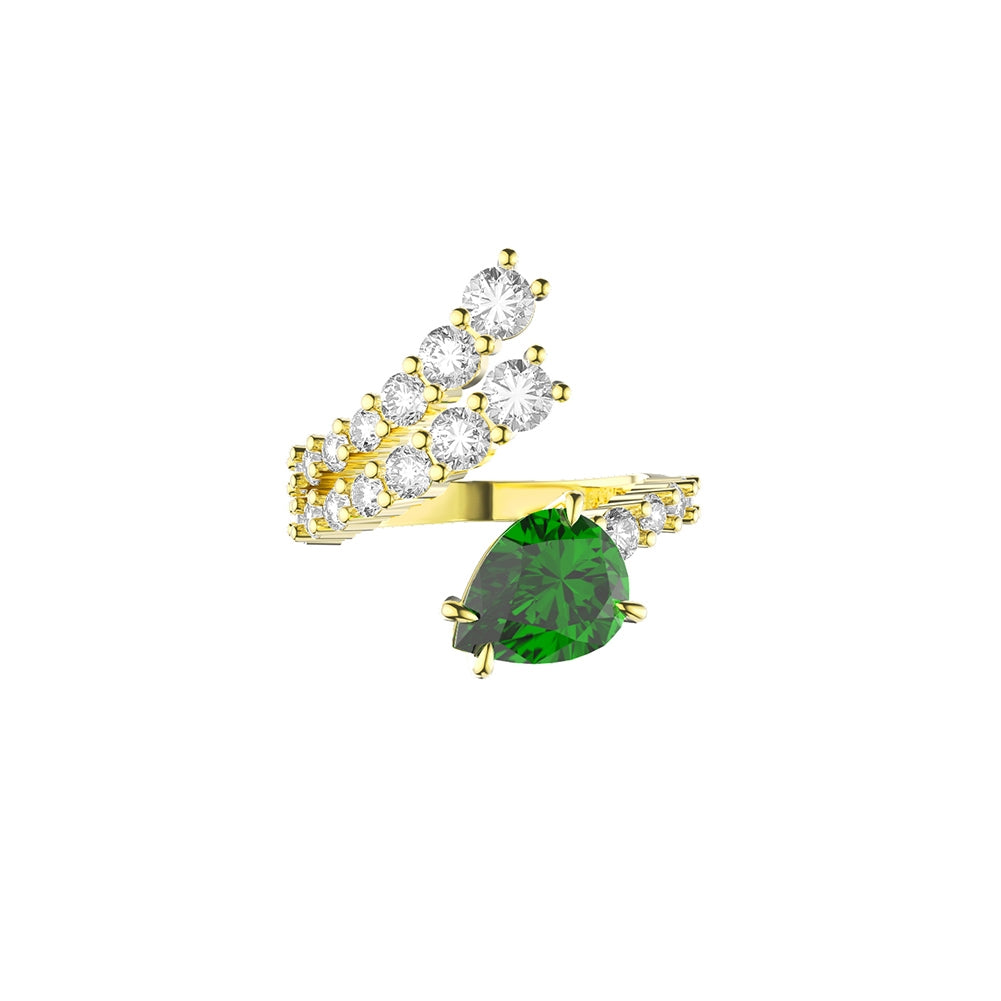 Anillo Plata S925 Baño de oro 14k con Piedra Estilo Diamante 4.60g