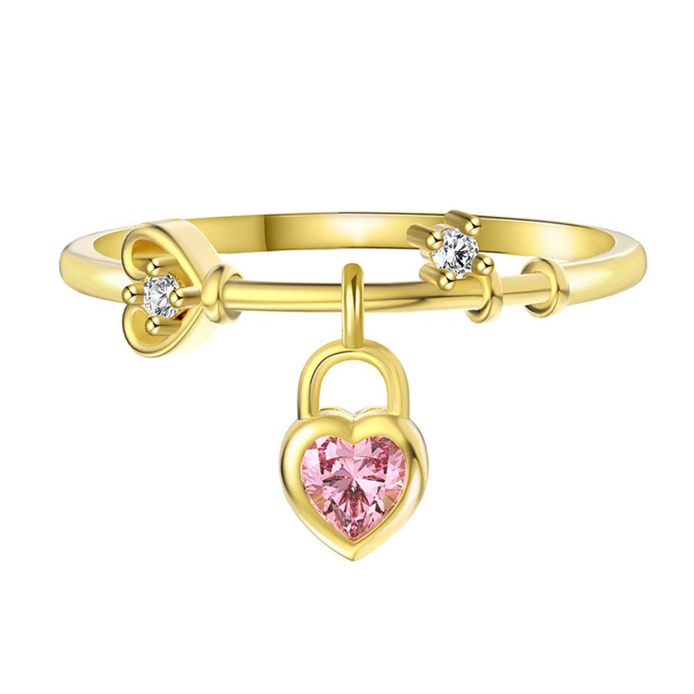 Anillo Charm Plata S925 Baño de oro 14k con Piedra Estilo Diamante 1. 15g
