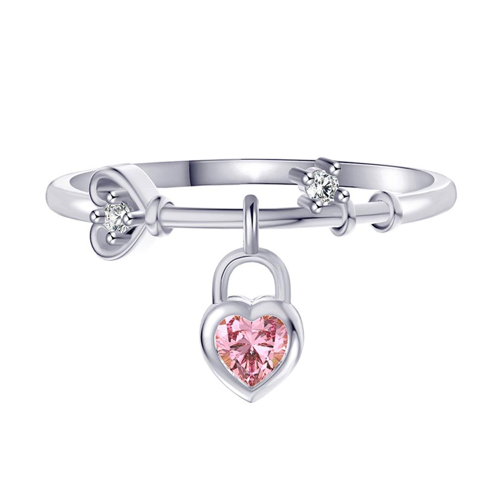 Anillo Charm Plata S925 Baño de oro con Piedra Estilo Diamante 1. 15g