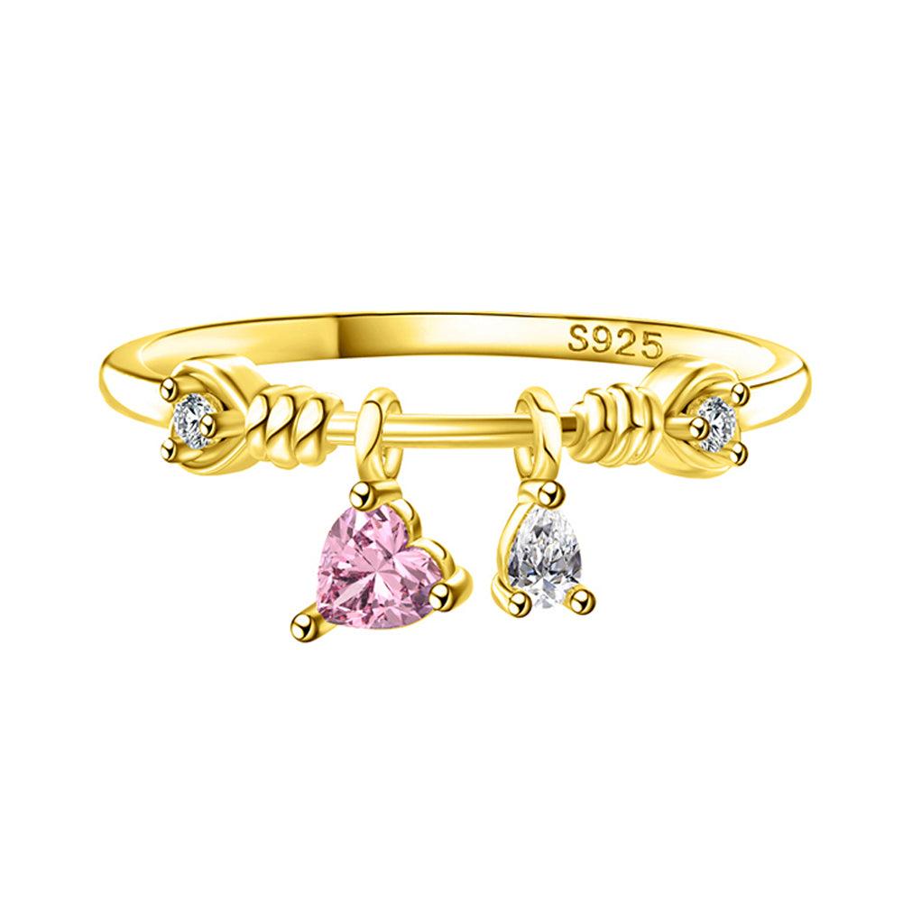 Anillo Charm Plata S925 Baño de oro 14k con Piedra Estilo Diamante 1.20g