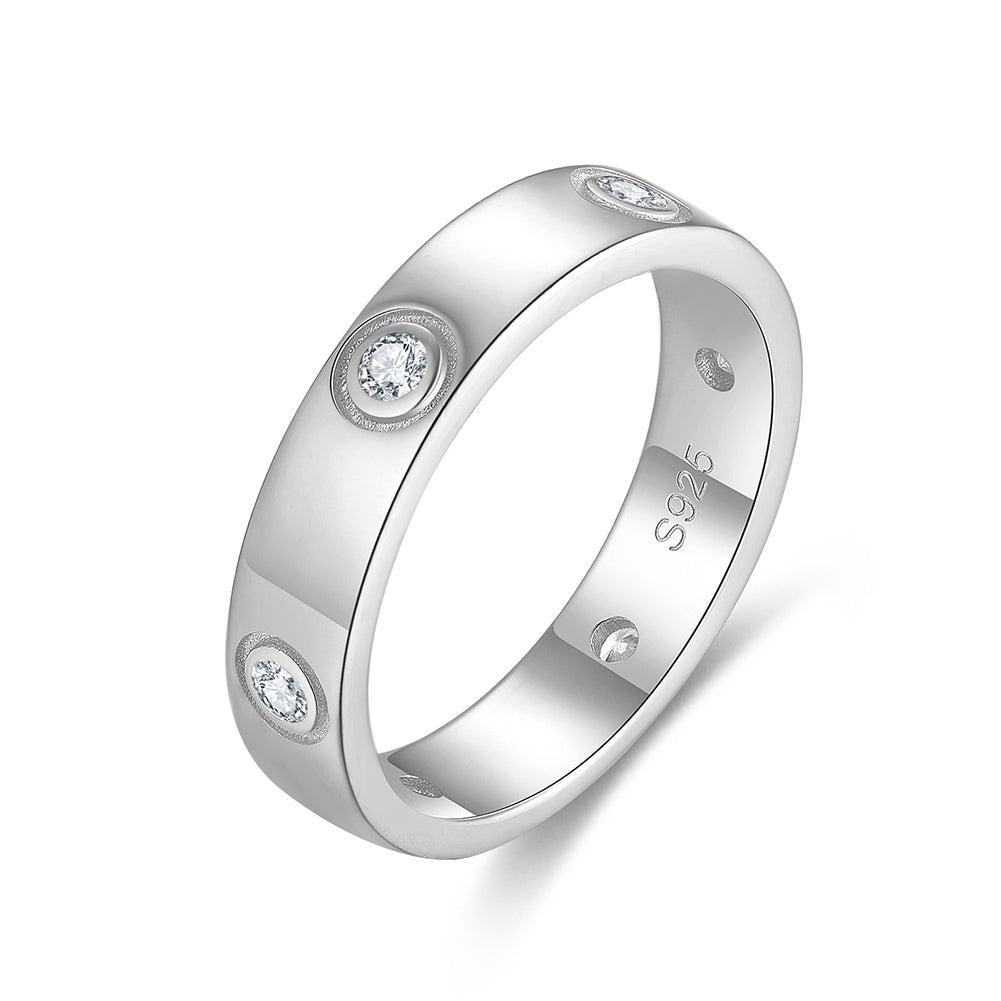 Anillo Matrimonio Plata S925 Baño de oro con Piedra Estilo Diamante 3.35g