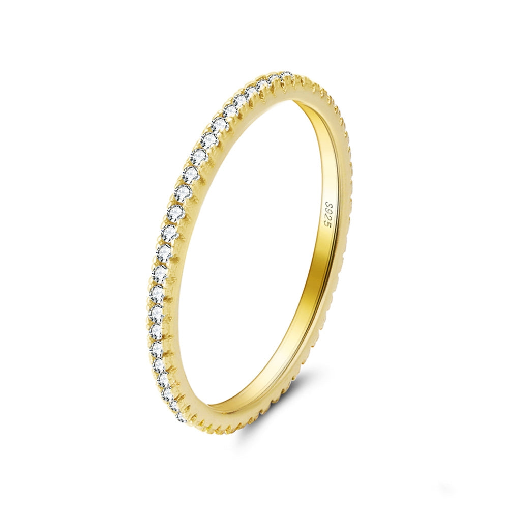 Anillo Churumbela Plata S925 Baño de oro con Piedra Estilo Diamante 1.50g