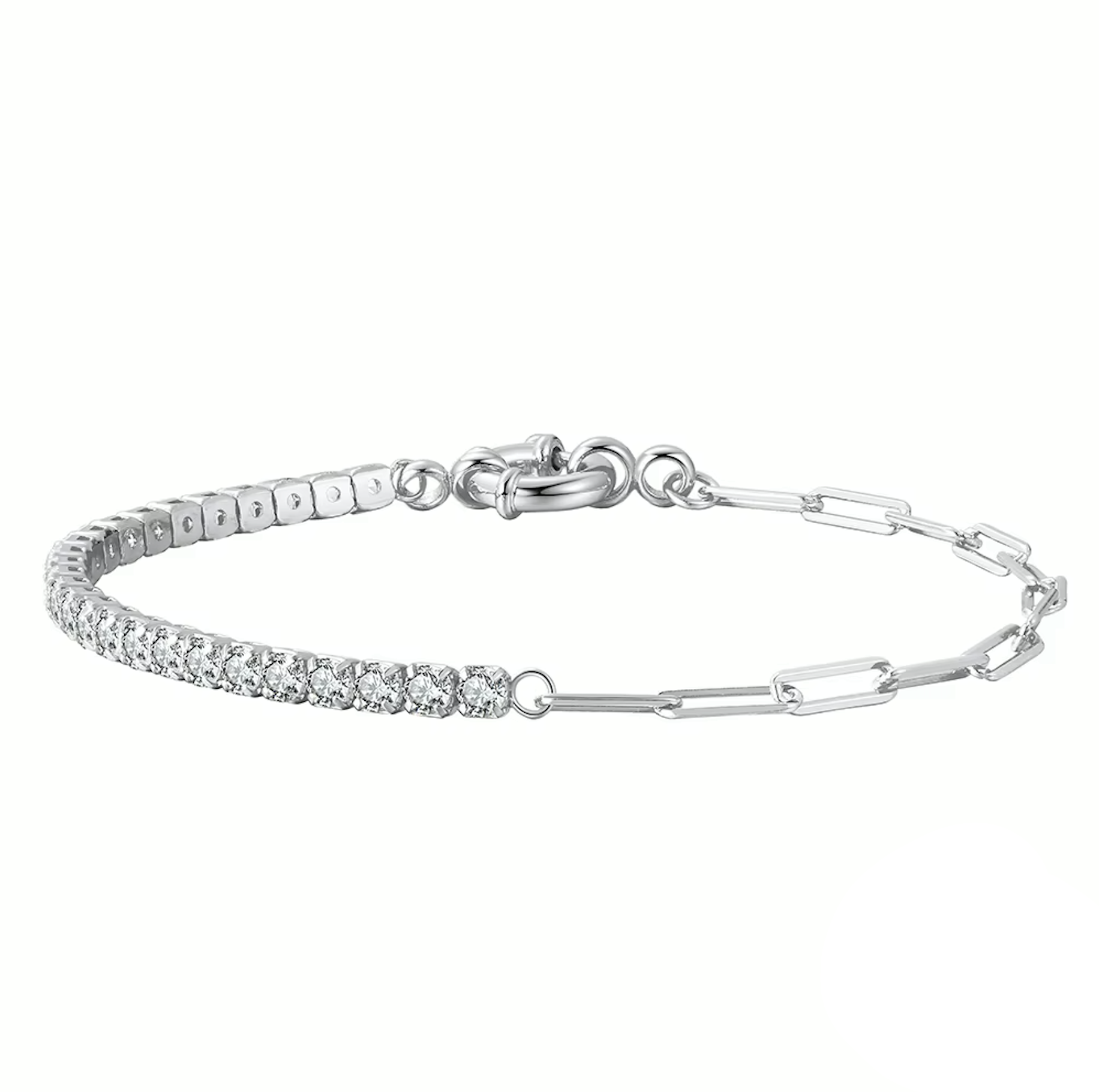 Pulsera Tennis Plata S925 Baño de oro con Piedra Con Estilo Diamante 7"