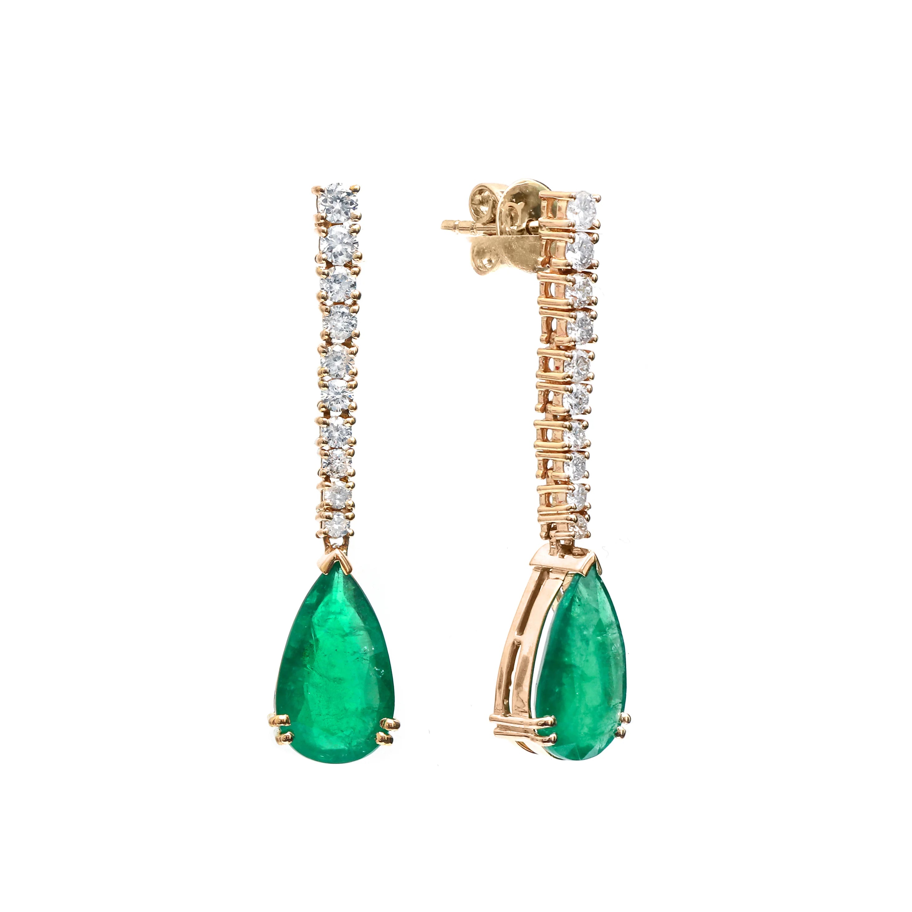 Aretes Esmeralda Diamantes 6 cts oro 18k