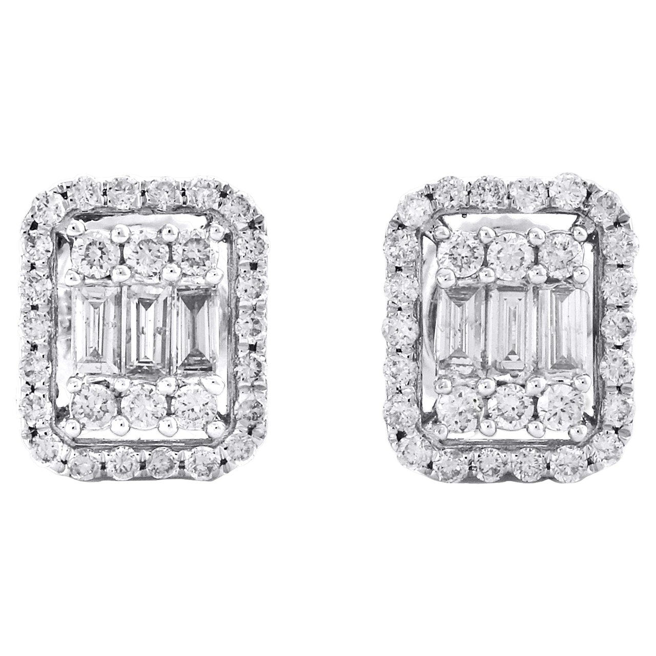 Aretes En Oro Blanco De 14K Con Diamante 0.33 Ct