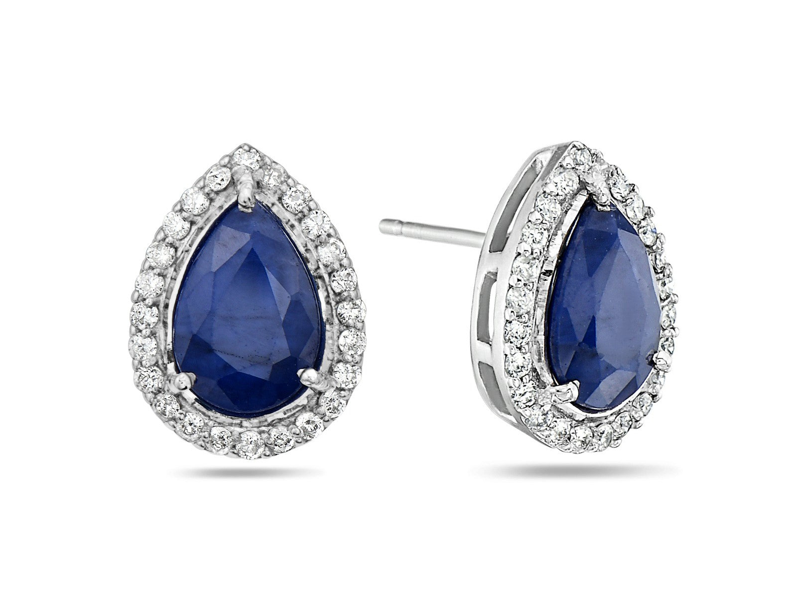 Aretes En Oro Blanco De 14K Con Diamante Y Zafiro 4.91 Ct